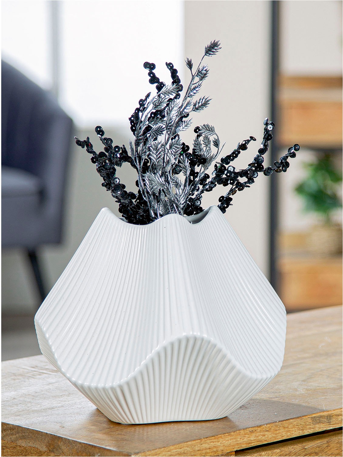 GILDE Tischvase »Vase Lamellen H. 18,5 cm«, (1 St.) günstig online kaufen