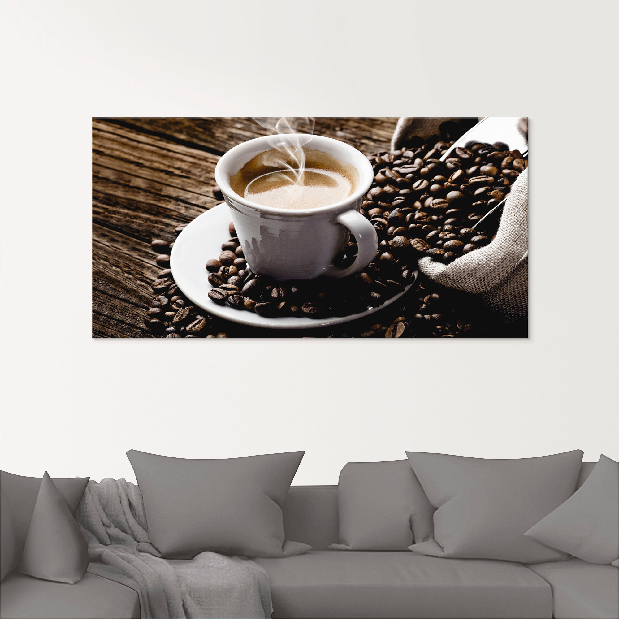 Artland Glasbild »Heißer Kaffee - dampfender Kaffee«, Getränke, (1 St.)