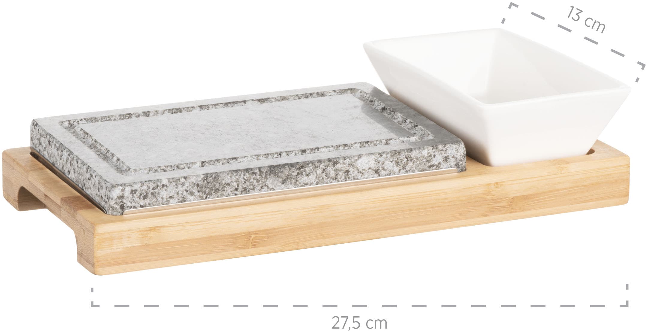 MÄSER Backstein »Heißer Stein« Set, 1x Bambustray, 1x heißer Stein, 1x Schüssel, 1x Hitzeschutz, 4 Stk. tlg. Backofengeeignet