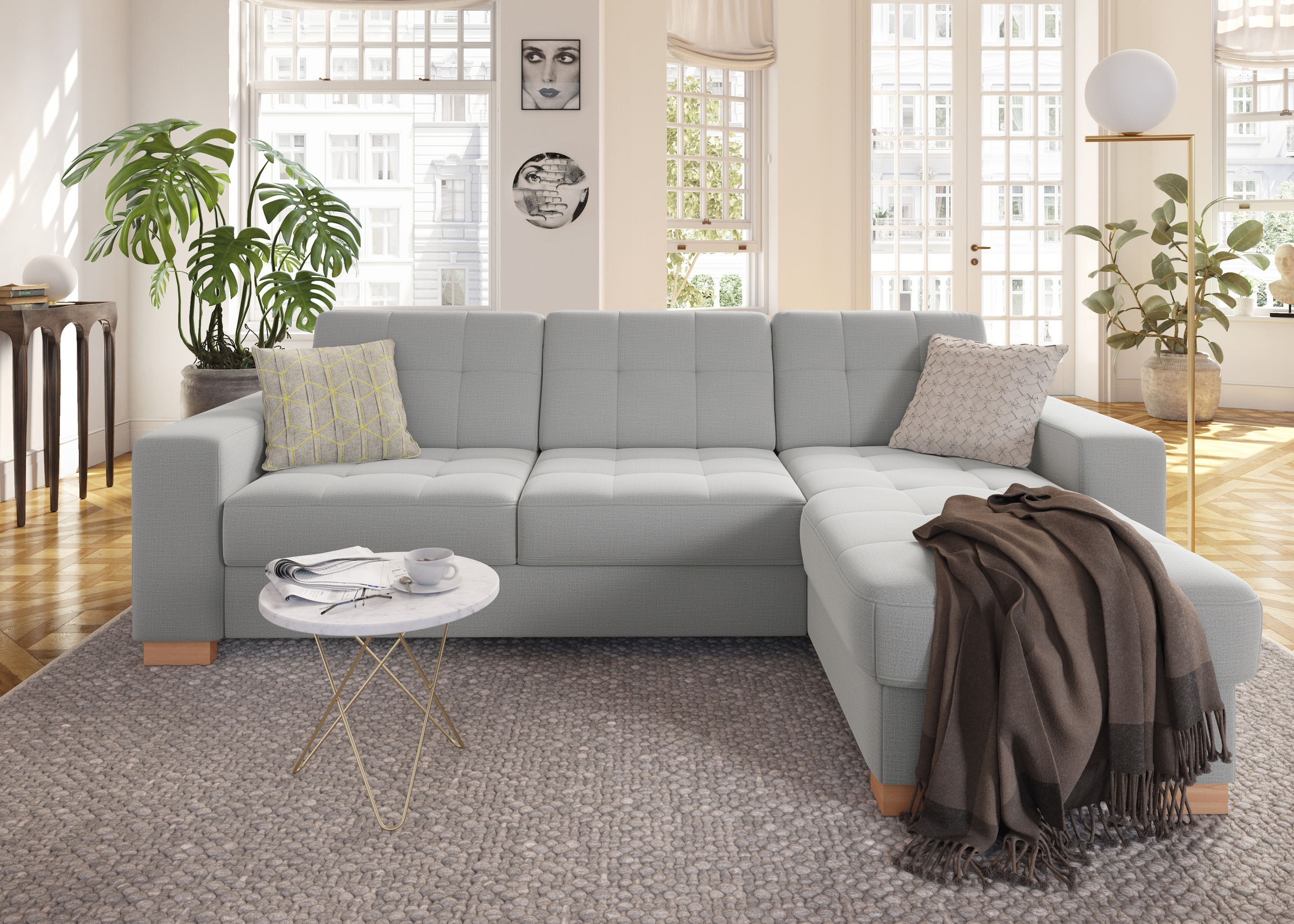 sit&more Ecksofa »Quincy L-Form«, wahlweise mit Bettfunktion und Bettkasten