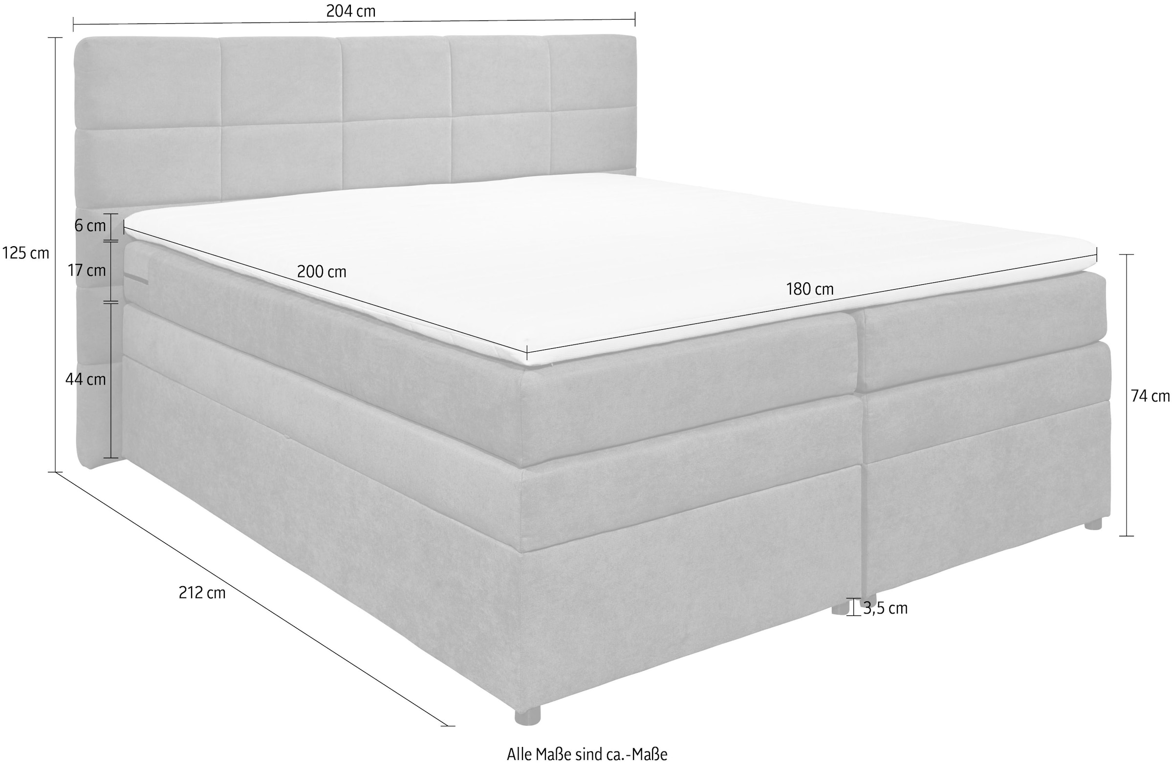 ED EXCITING DESIGN Boxspringbett »Tacoma«, inkl. Bettkasten und Topper