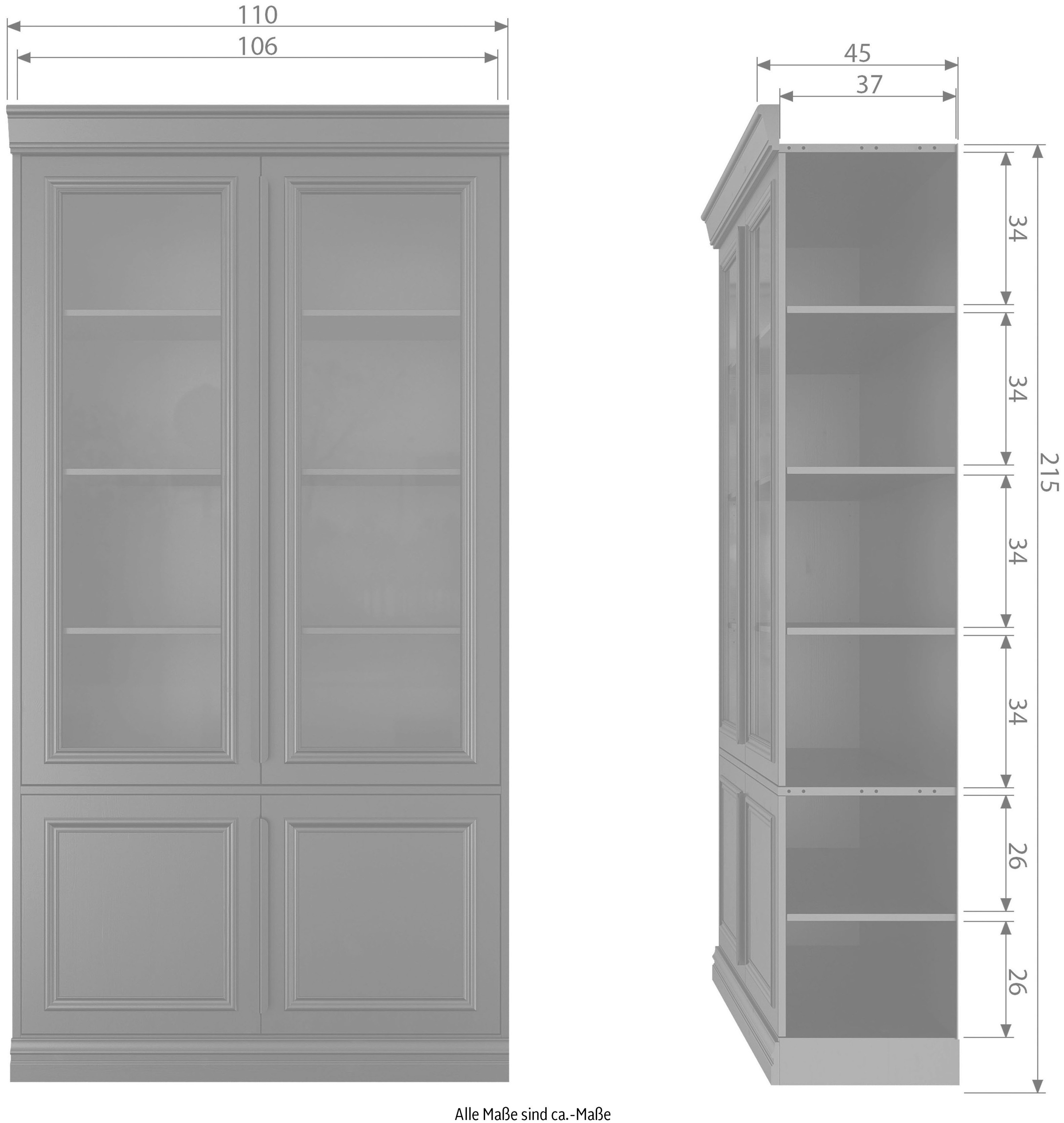 WOOOD Vitrine »Organize«, mit Glastüren, aus Kiefernholz, H 215 cm x B 110 cm