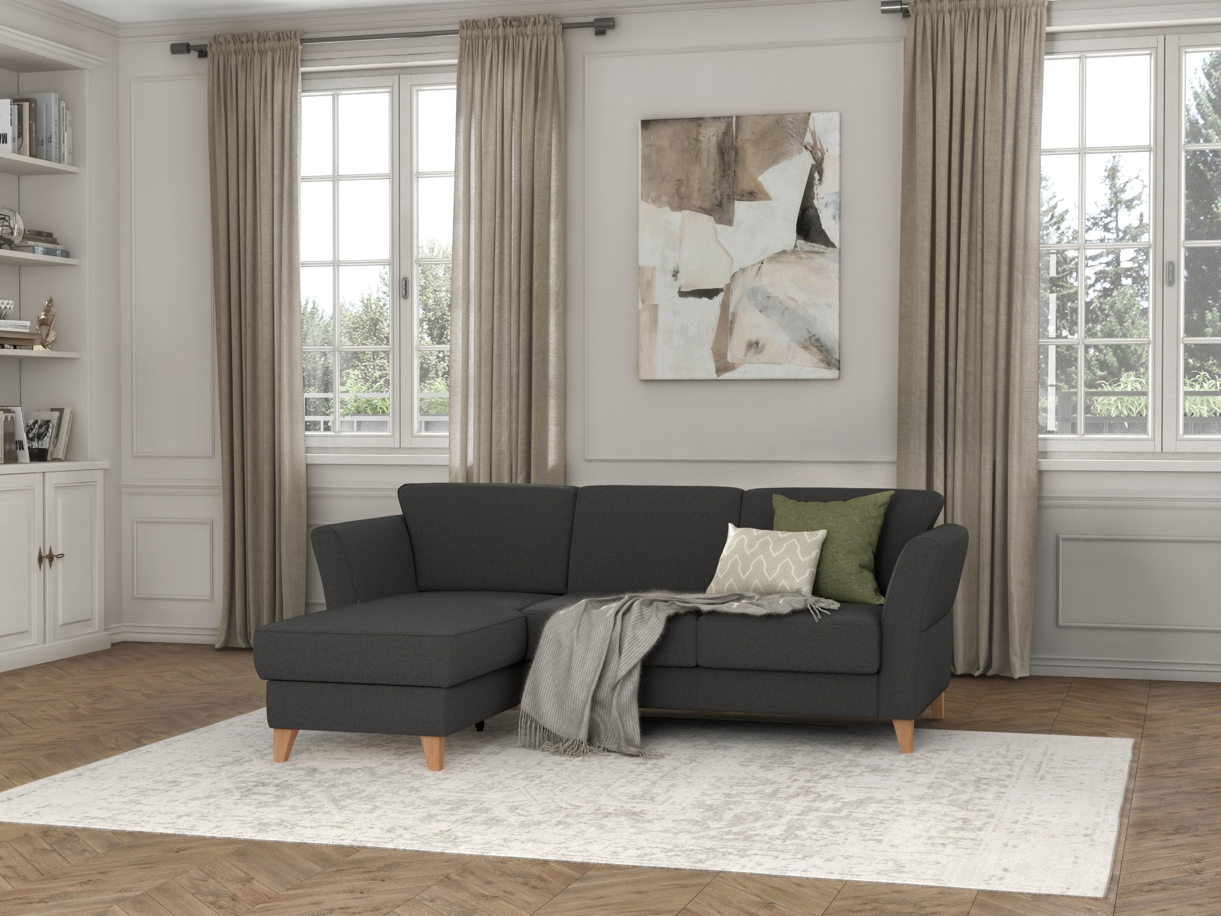 sit&more Ecksofa »Visby L-Form«, Wahlweise mit Bettfunktion und Bettkasten, günstig online kaufen
