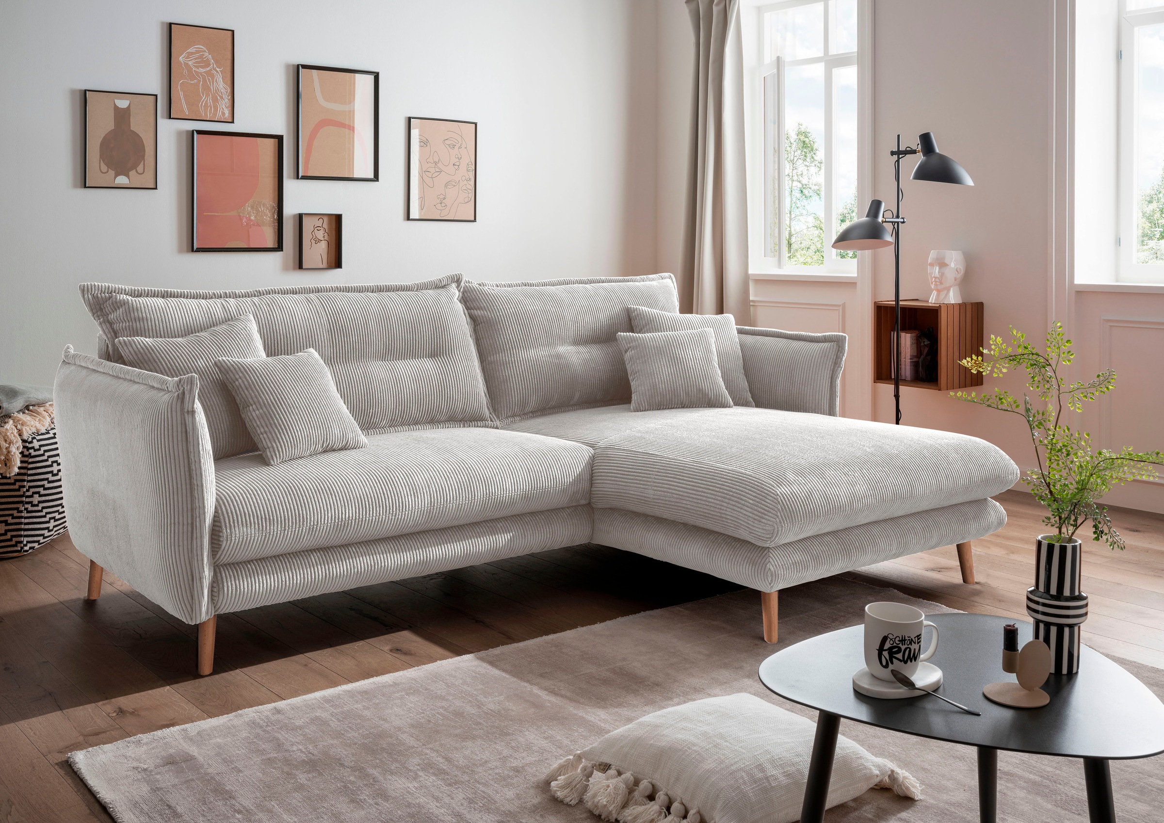 INOSIGN Ecksofa »Lazio modern und bequem, schmale Armlehnen, tolle Detailve günstig online kaufen