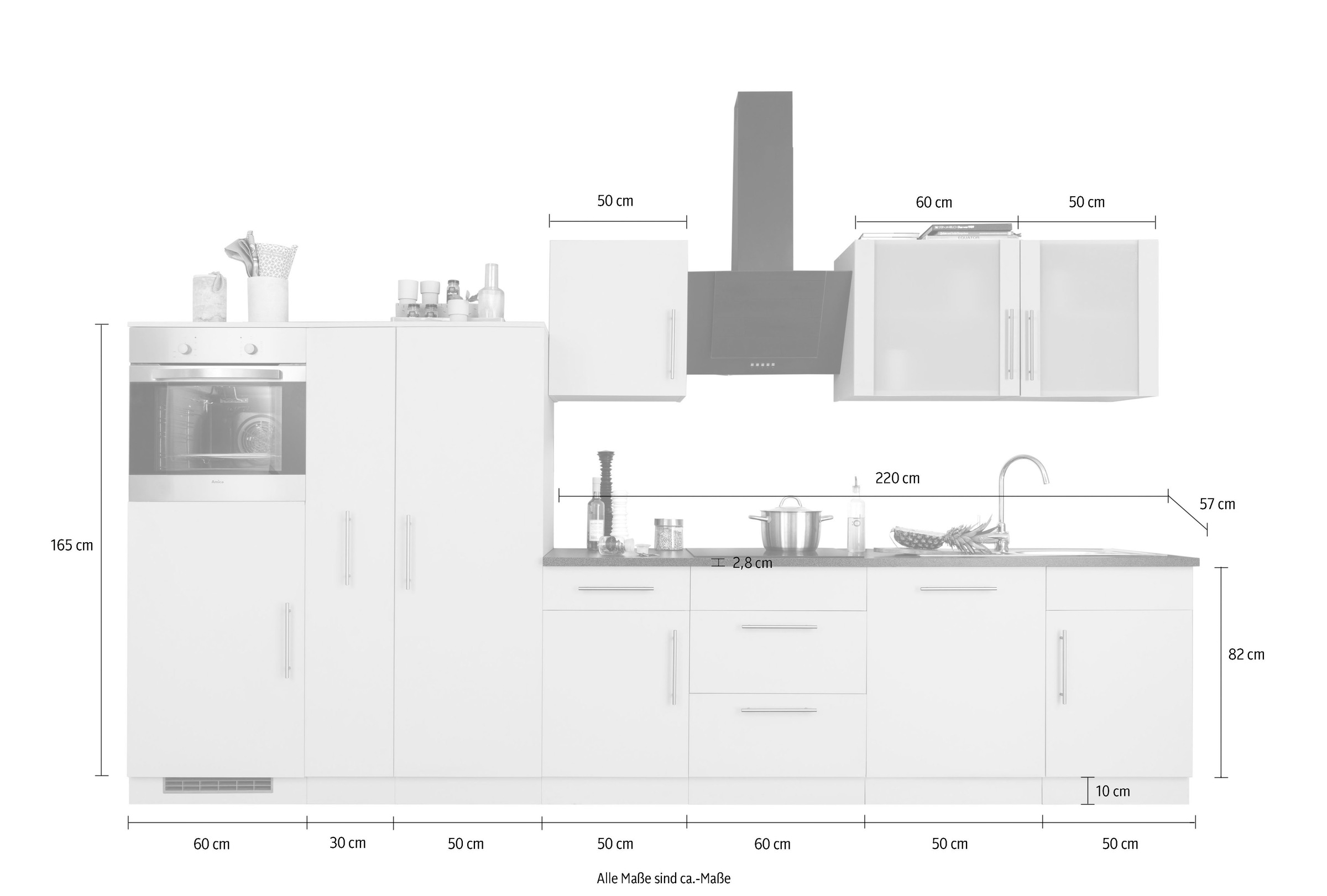 wiho Küchen Küchenzeile »Cali«, ohne E-Geräte, Breite 360 cm online kaufen