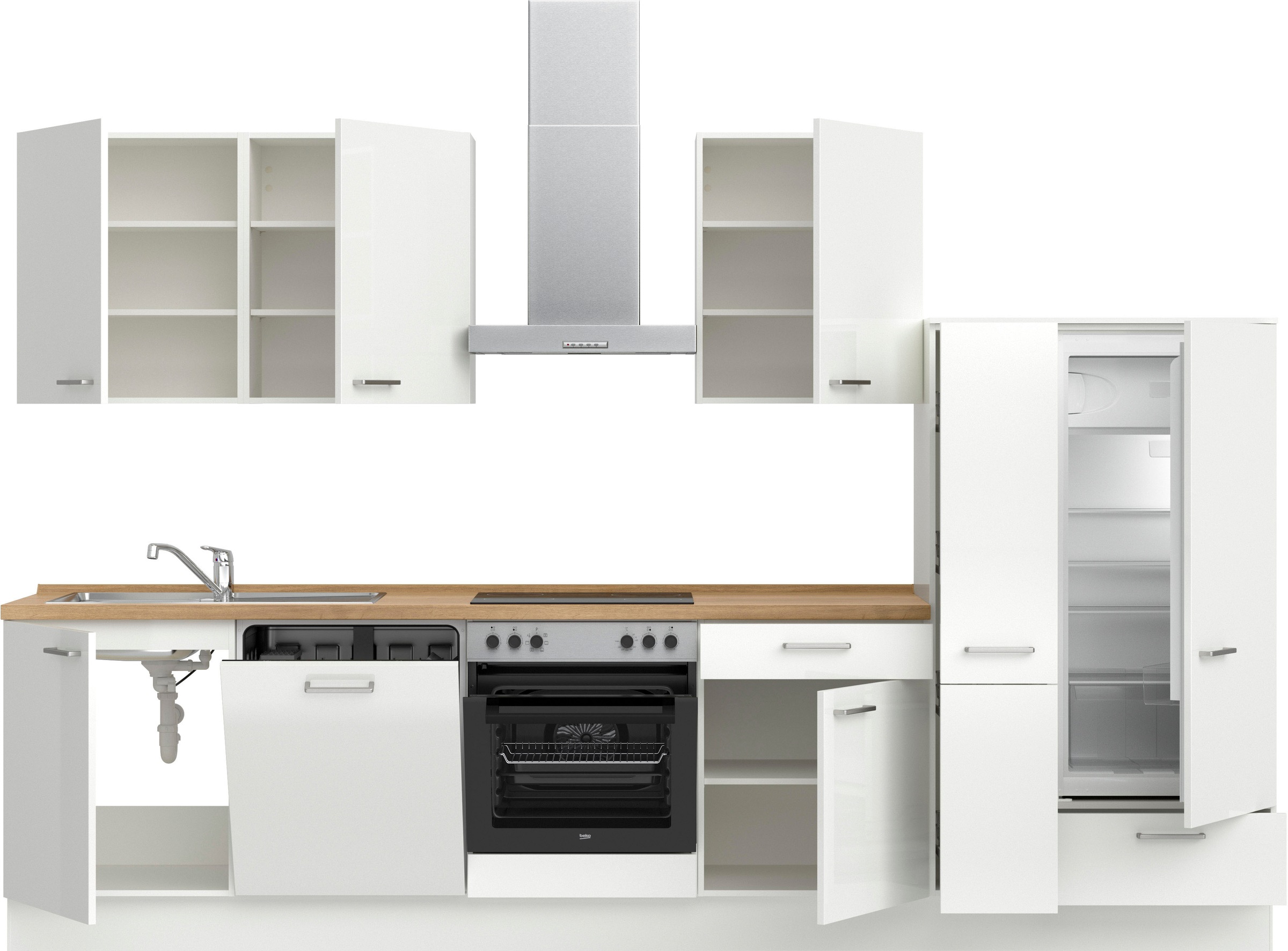 nobilia® Küchenzeile »"Flash I"«, vormontiert, Ausrichtung wählbar, Breite 330 cm, wahlw. mit E-Geräten