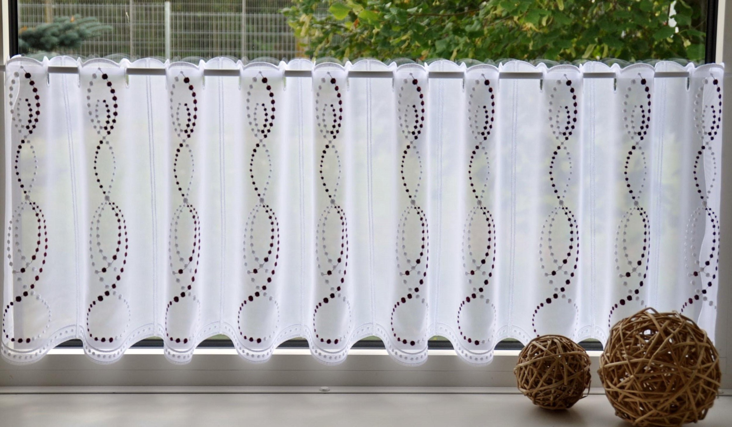 Stickereien Plauen Scheibengardine »Perlen« Stangendurchzug 1 Stk. tlg. günstig online kaufen
