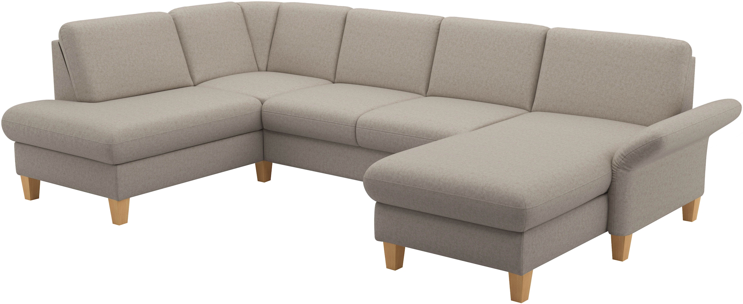 Home affaire Wohnlandschaft »Rochelle, U-Form« optional mit Armteilverstellung, mit Bettfunktion & Bettkasten