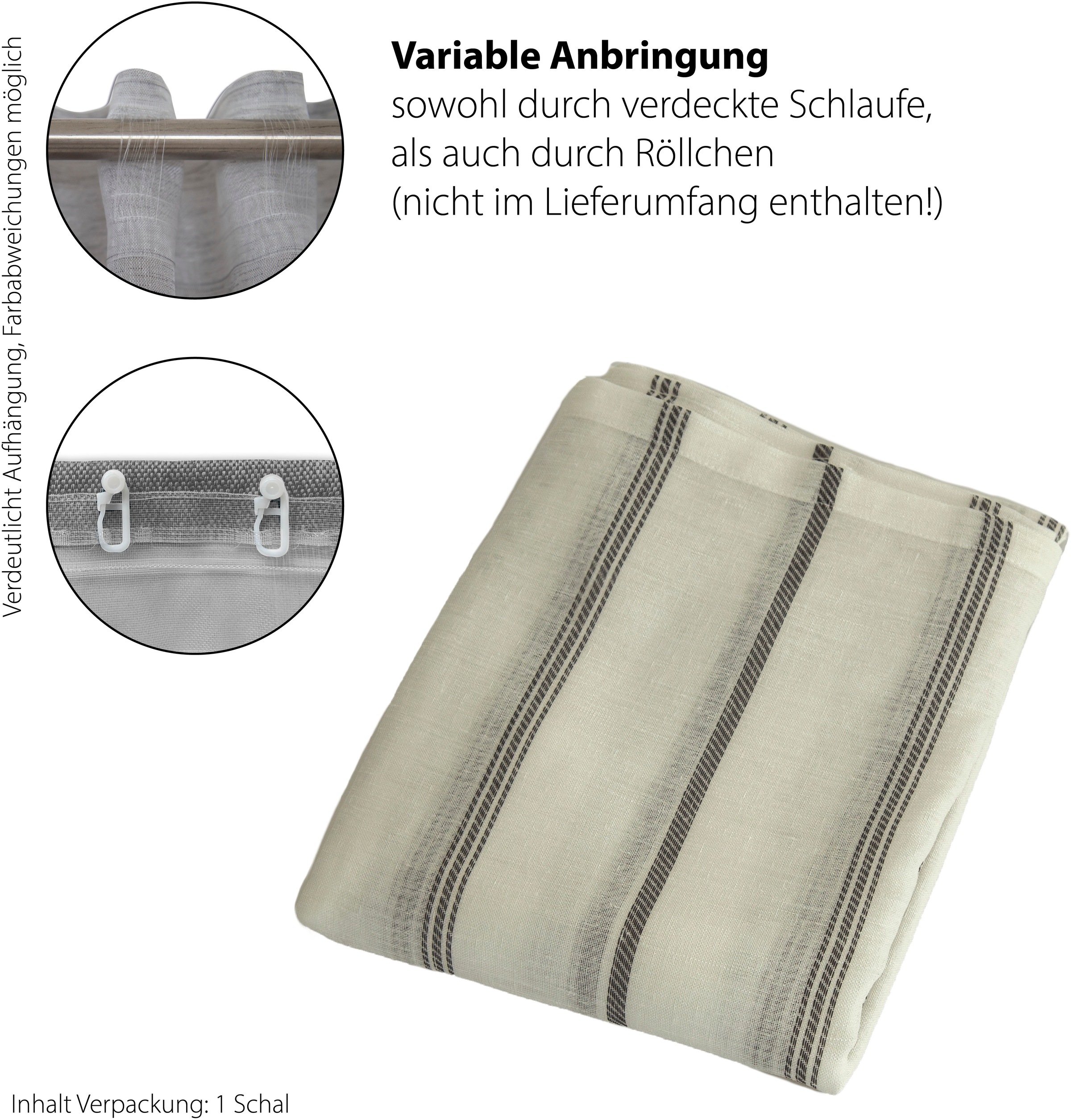 HOMING Gardine »Vali«, (1 St.), Streifen, modern, Wohnzimmer, Schlafzimmer