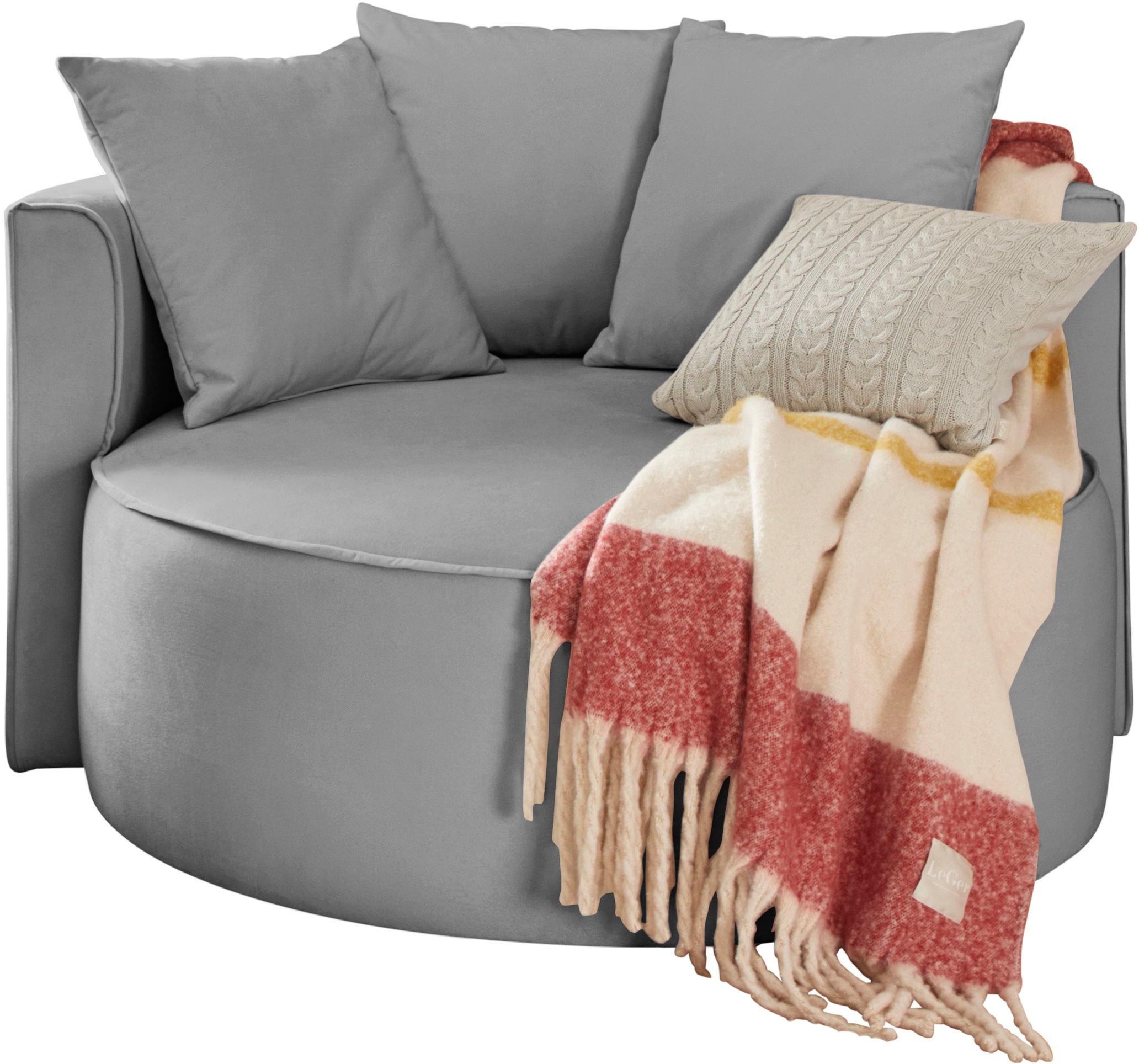 LeGer Home by Lena Gercke XXL-Sessel »Isalie, Lesesessel, Loveseat, inklusive Zierkissen«, extra große Sitzfläche, optional mit Hocker, Cord, Samt, Bouclé