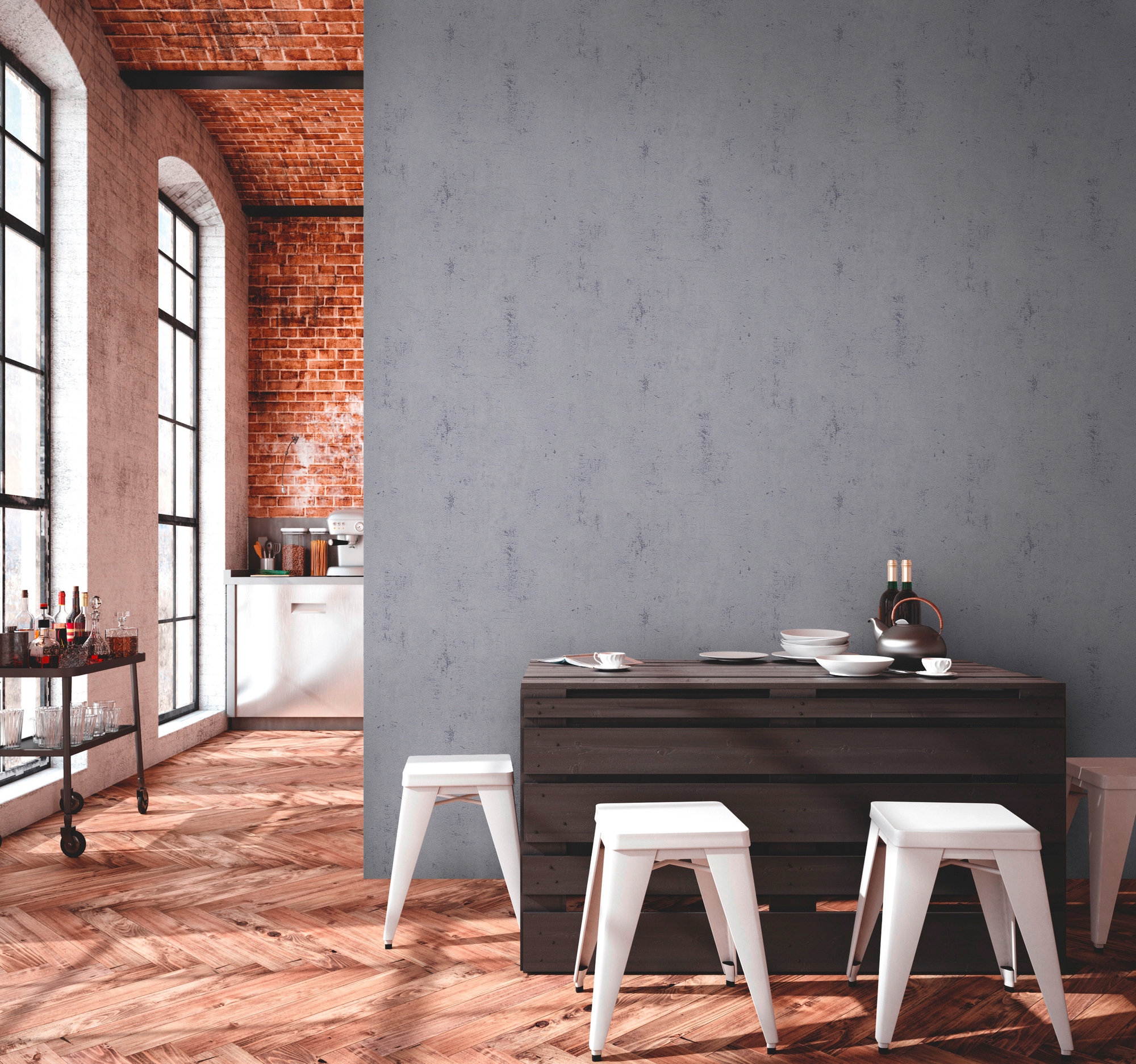 living walls Vliestapete »Metropolitan Stories, Ava New York« Motiv | Strukturmuster | gemustert leicht strukturiert Unitapete Tapete Betonoptik Tapeten Wohnzimmer Schlafzimmer Küche Flur
