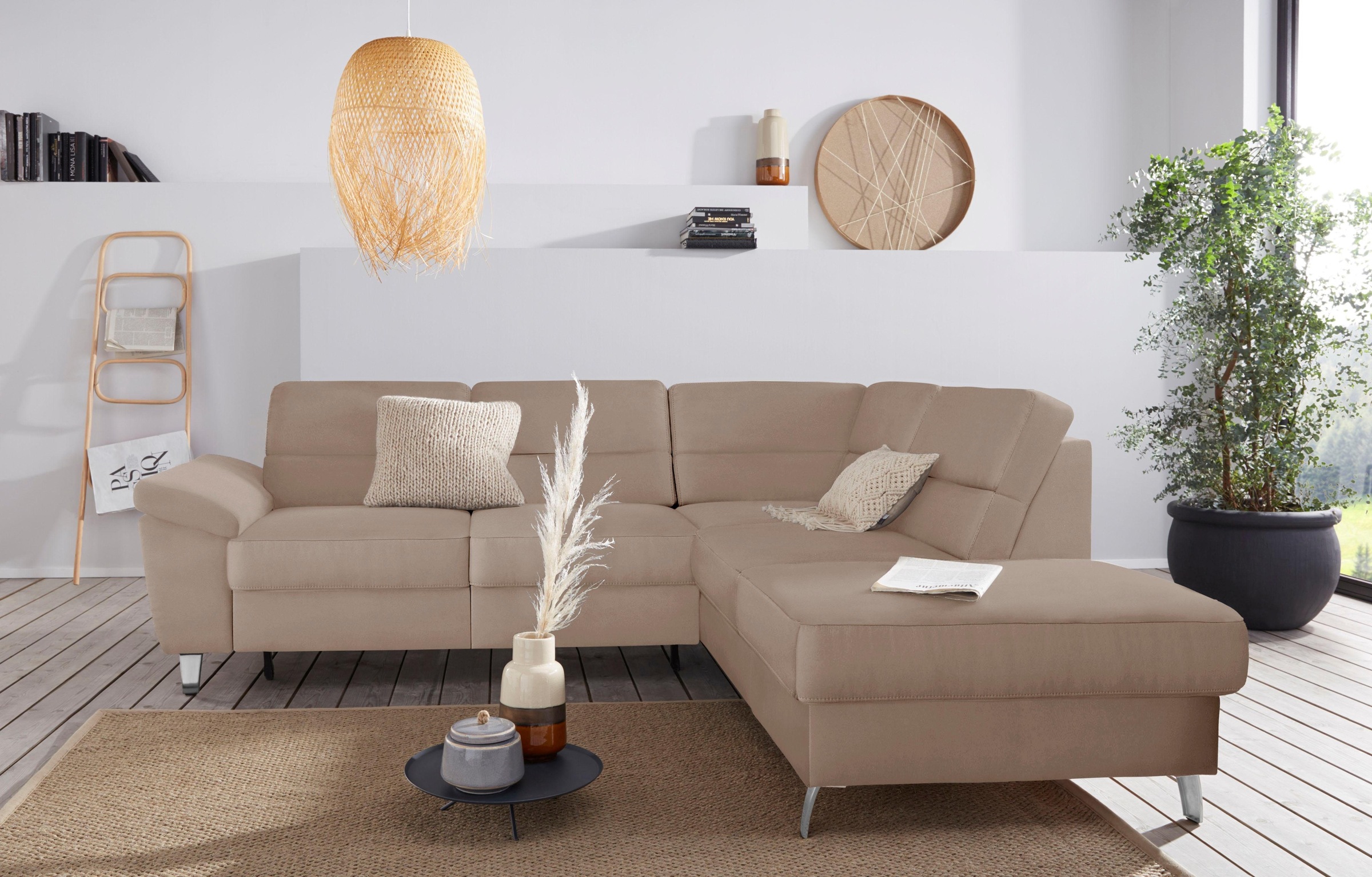 sit&more Ecksofa »Sorano L-Form«, wahlweise mit Bettfunktion und Bettkasten