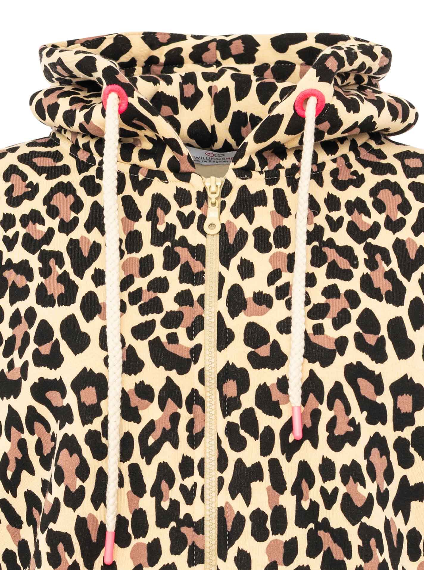 Zwillingsherz Kapuzensweatjacke »"WILD WILD"« Leomuster, Kapuze mit Kordel, Bündchen mit WILD Print, Zipper