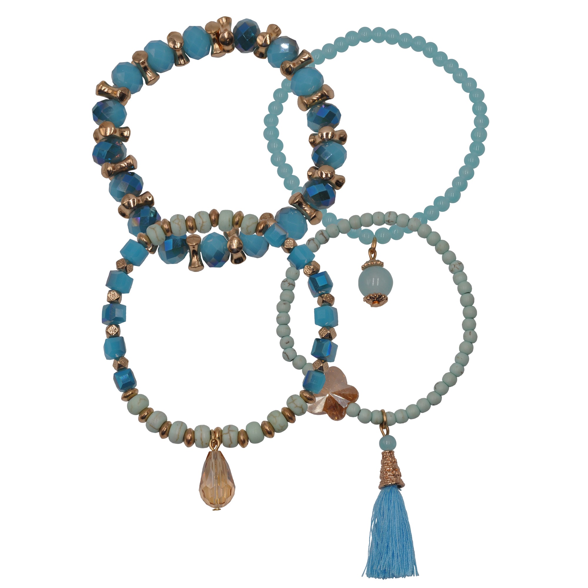 Steuer Armband »Metall vergoldet Glasstein türkis« günstig online kaufen