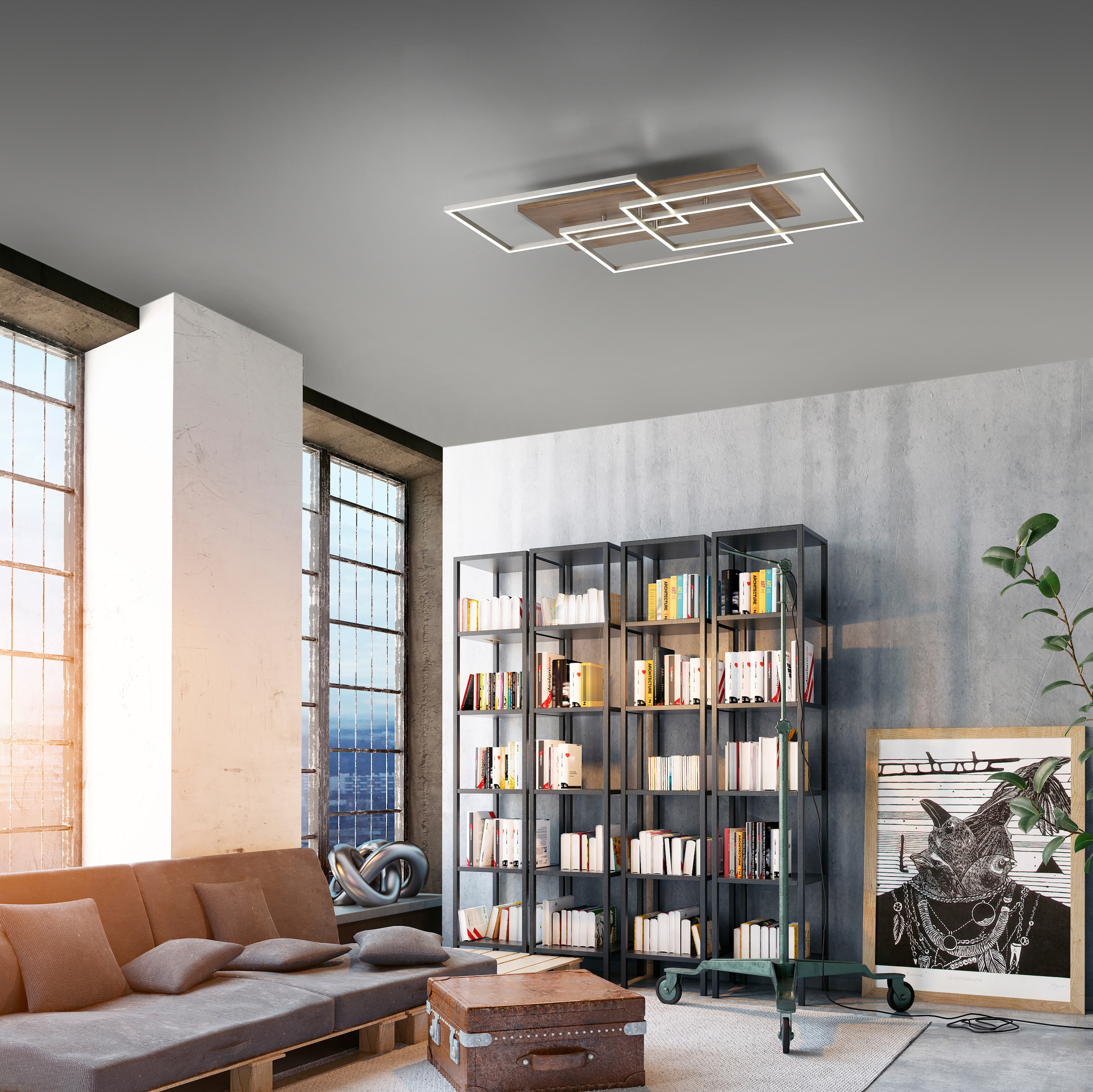 Home affaire LED Deckenleuchte »Pommerby«, 3 Raten mit Holzdekor flammig-flammig, Stahl Farbtemperatursteuerung auf Funier CCT 2700-5000K, bestellen