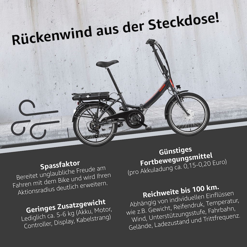 Telefunken E-Bike »Kompakt F810«, 7 Gang, Shimano, Shimano Tourney, Frontmotor 250 W