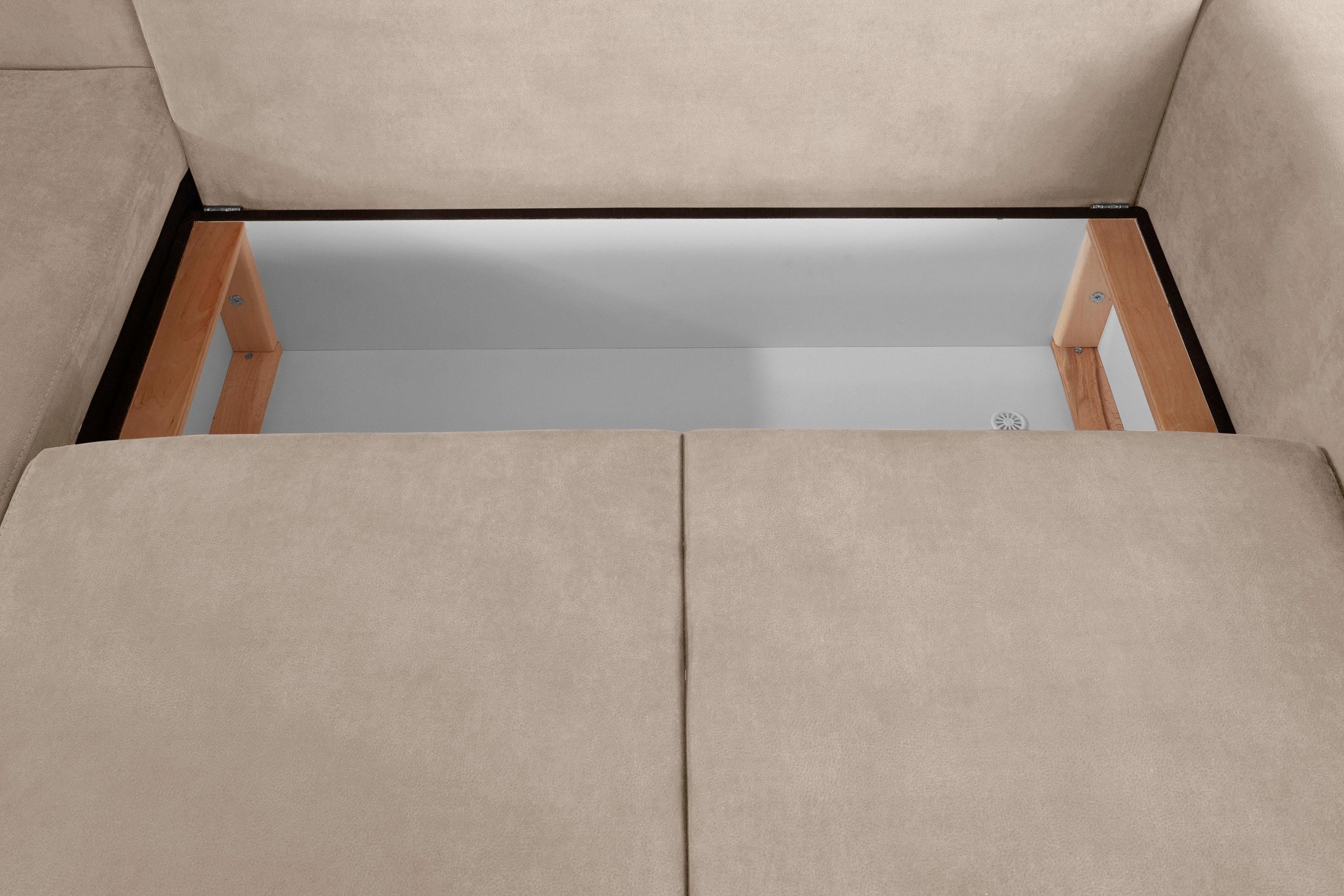 Guido Maria Kretschmer Home&Living Ecksofa »Györ«, L-Form, wahlweise mit Bettfunktion und Bettkasten incl. 2 Zierkissen