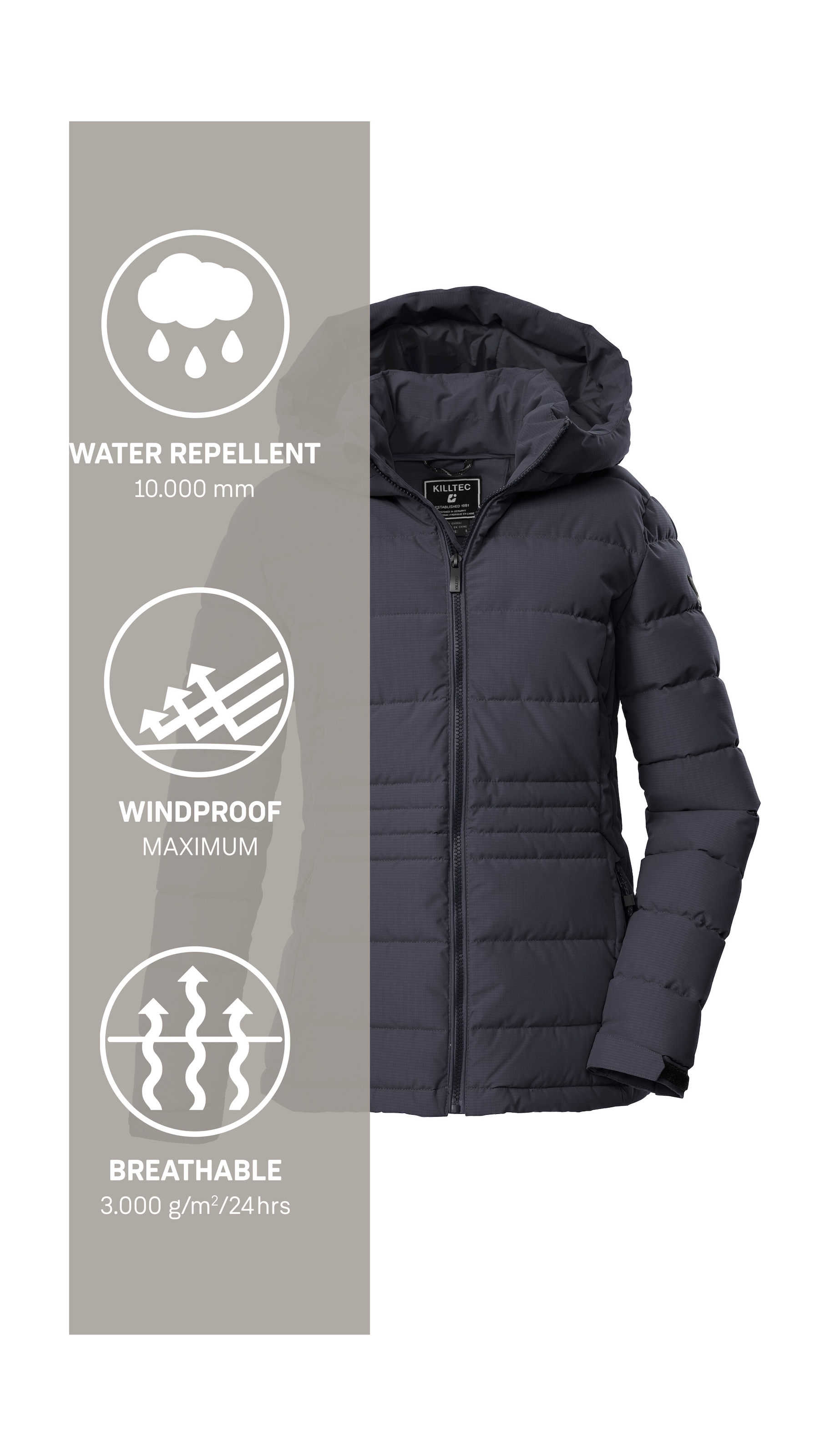 Killtec Steppjacke »KOW 10 WMN QLTD JCKT« Winddichte, wasserabweisende Damen Steppjacke mit verstellbarer Kapuze