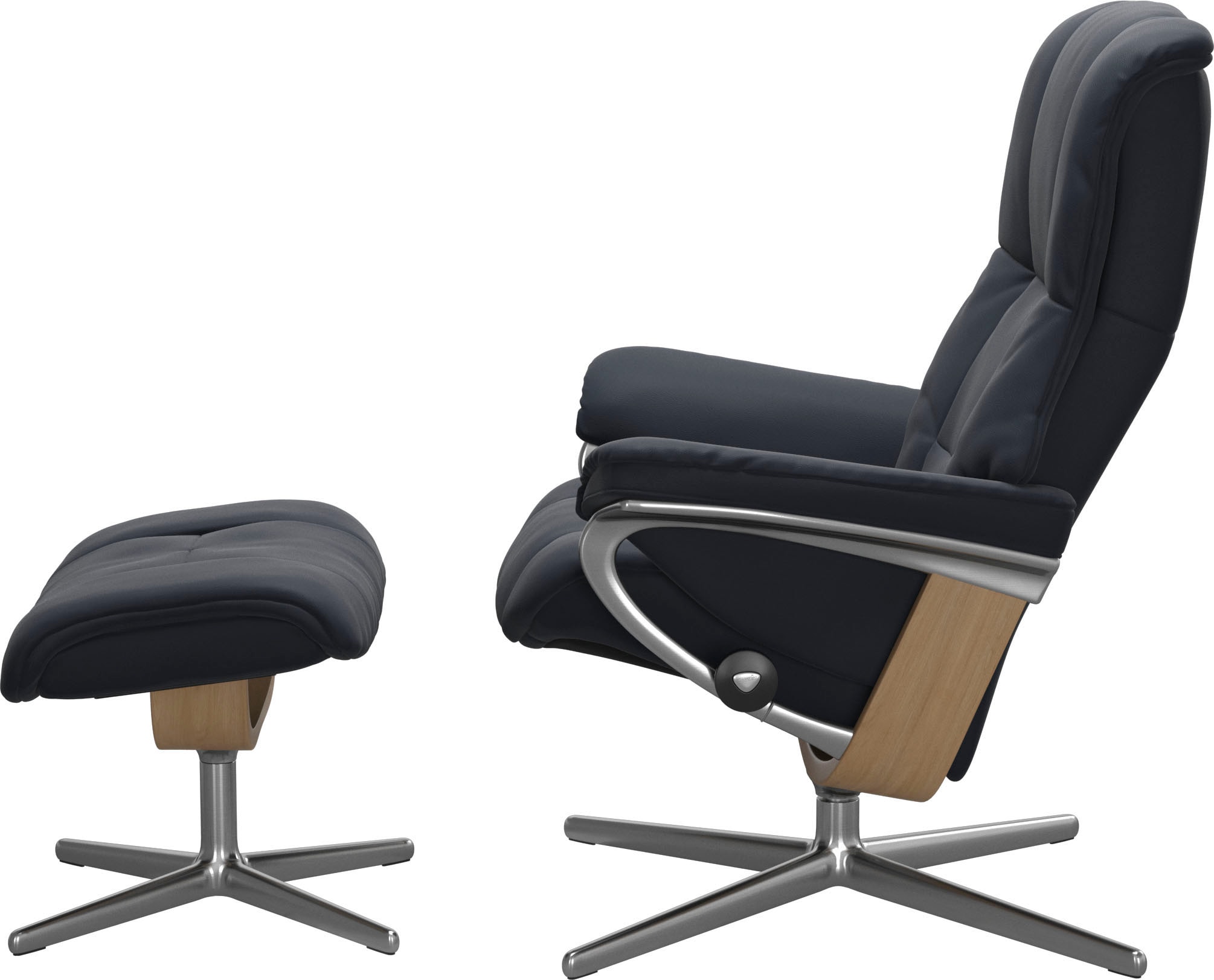 Stressless® Relaxsessel »Mayfair«, (Set, Relaxsessel mit Hocker), mit Hocker, mit Cross Base, Größe S, M & L, Holzakzent Eiche