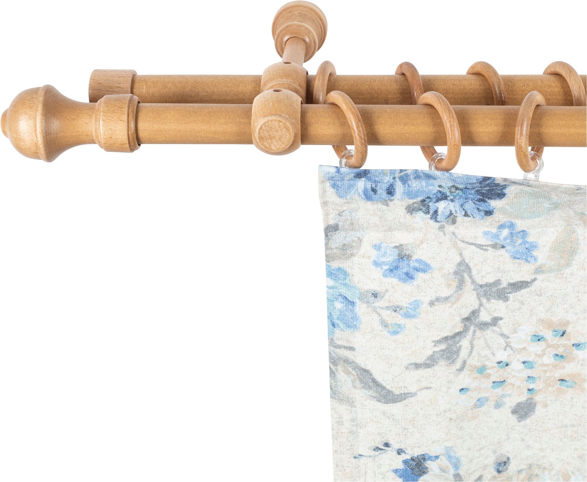 SN DECO GROUP Gardinenstange »Ares« 2 läufig-läufig Fixmaß 28 mm, Holz, verschiedene Längen und Farben, Komplettset