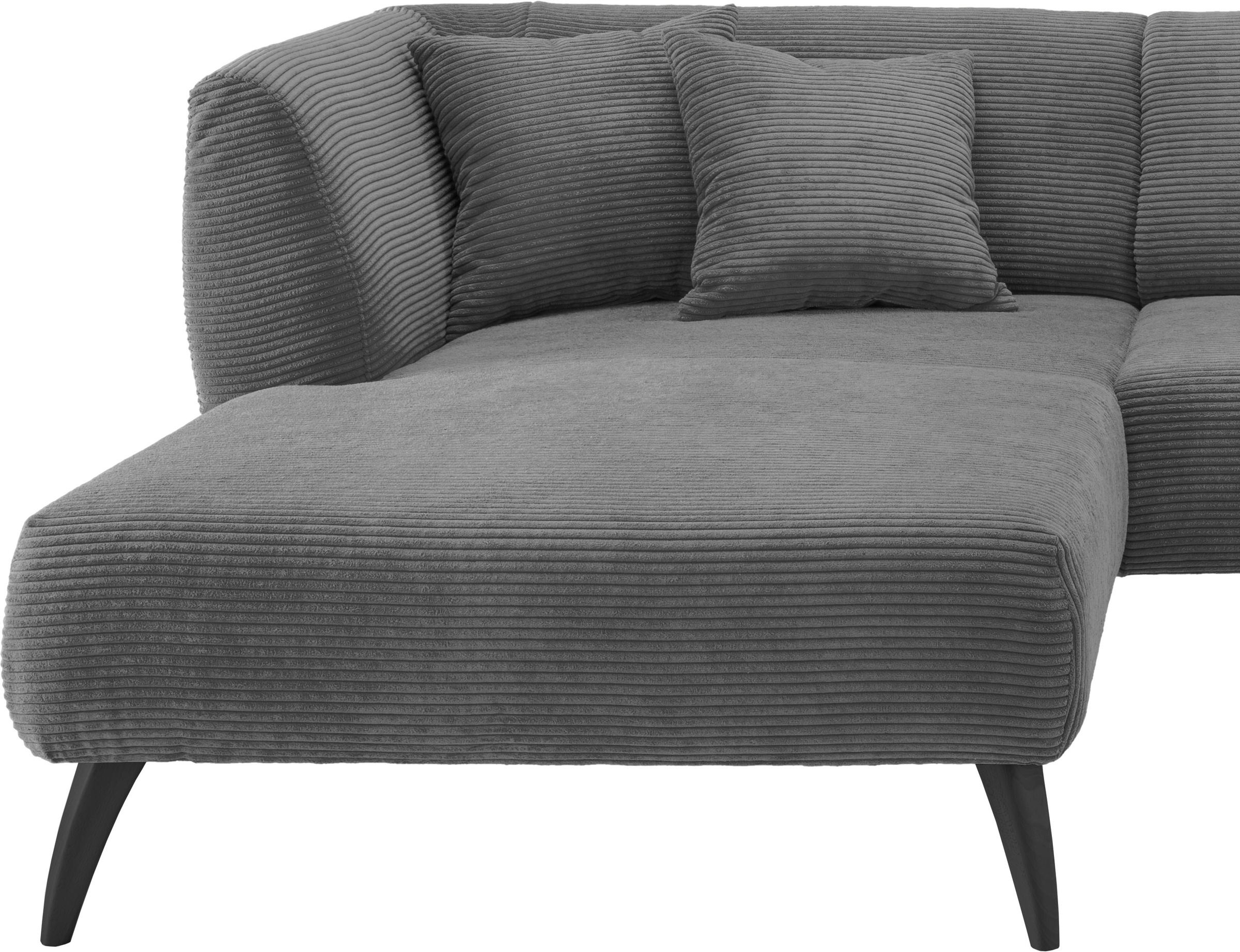 INOSIGN Ecksofa »Colori L-Form«, Holzfußfarbe wählbar, inkl. 4x Zierkissen