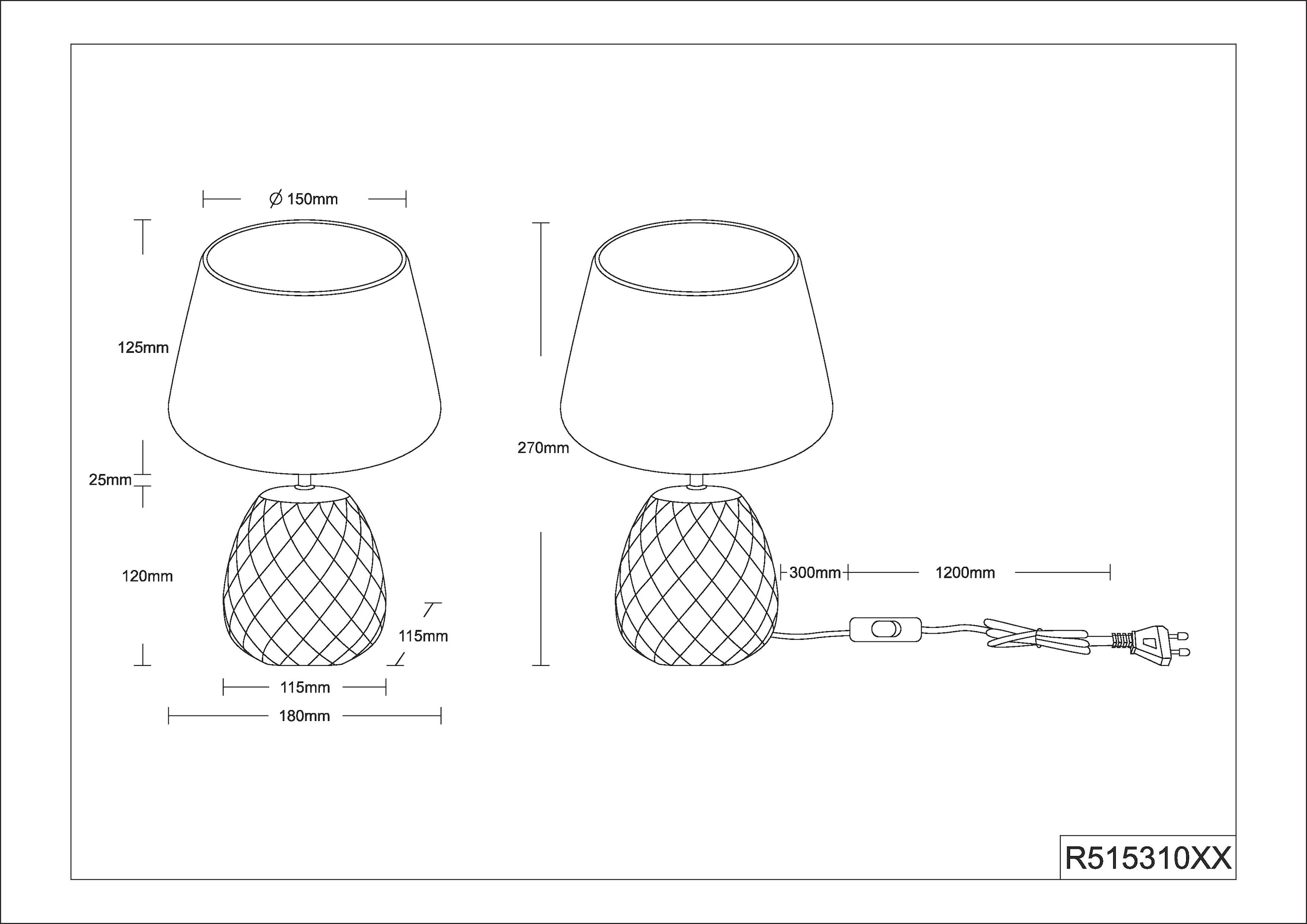 TRIO Leuchten Schreibtischlampe »ARIANA Tischleuchte exkl 1xE14 max40W Höhe 27cm Ø 18cm Nachttischlampe«, 1 flammig, Leuchtmittel E14 | Leuchtmittel wechselbar, Struktur Keramik Samt Schirm innen gold,Tischlampe mit Schnurschalter