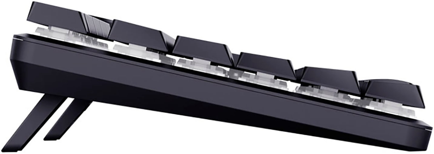Trust Gaming-Tastatur »GXT 868 Torix«, (Anpassbare Höhe-Ziffernblock-USB-Anschluss-Fn-Tasten-Multimedia-Tasten-Windows-Sperrtaste), kabellose mechanische, QWERTZ Layout, RGB Huano Switches Flache Tasten