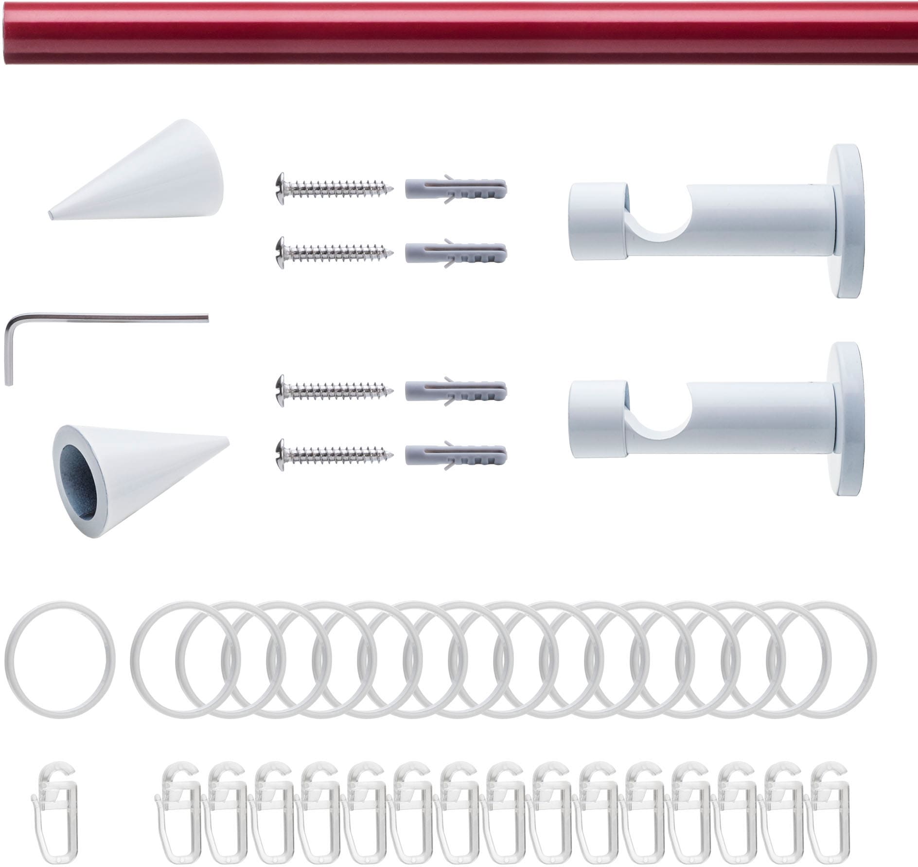 Liedeco Gardinenstange »Fertigstilgarnitur 20 mm Power Celebration Spitze«, 1 läufig-läufig, Fixmaß, Gardinenstange Komplett, Farbkombination