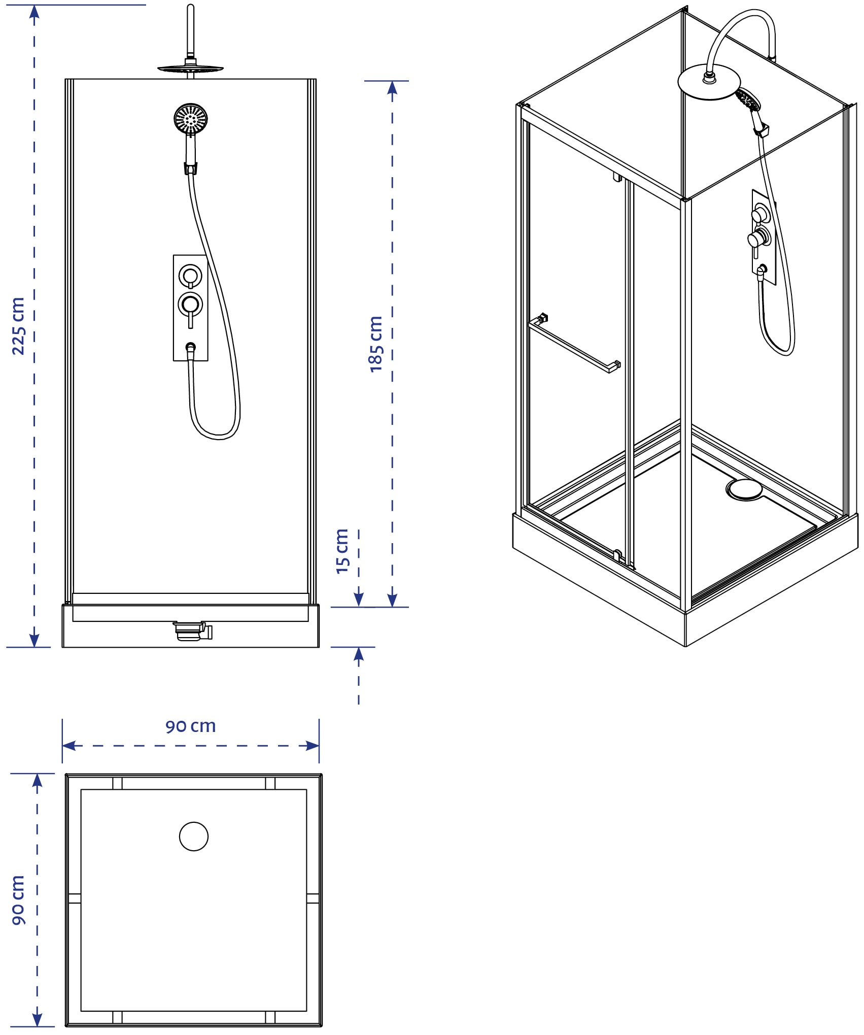 Marwell Komplettdusche »Square«, inkl. Armaturen