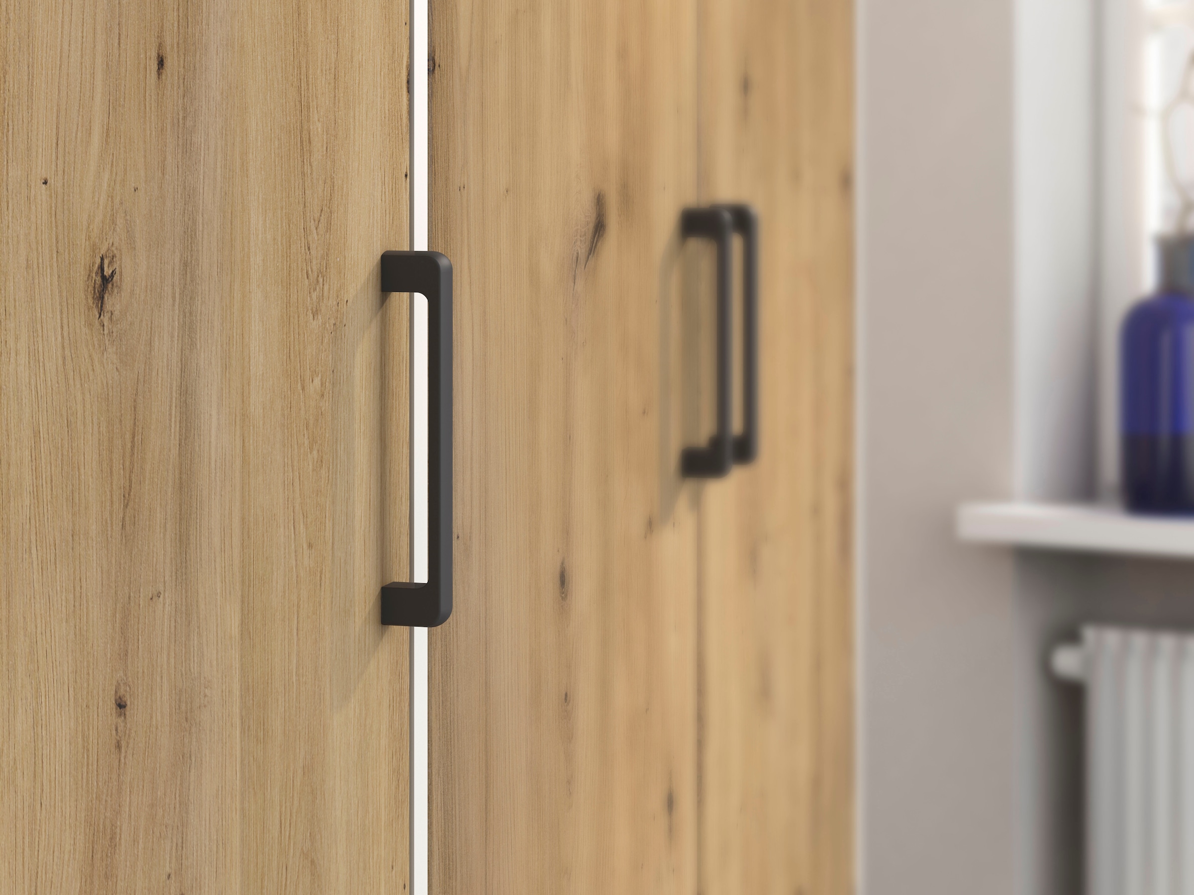 rauch Drehtürenschrank »Kleiderschrank Schrank Garderobe Wäscheschrank VOYAGER«, (in 3 verschiedenen Ausstattungen BASIC/CLASSIC/PREMIUM), mit modernen Griffen in Graumetallic und Spiegel