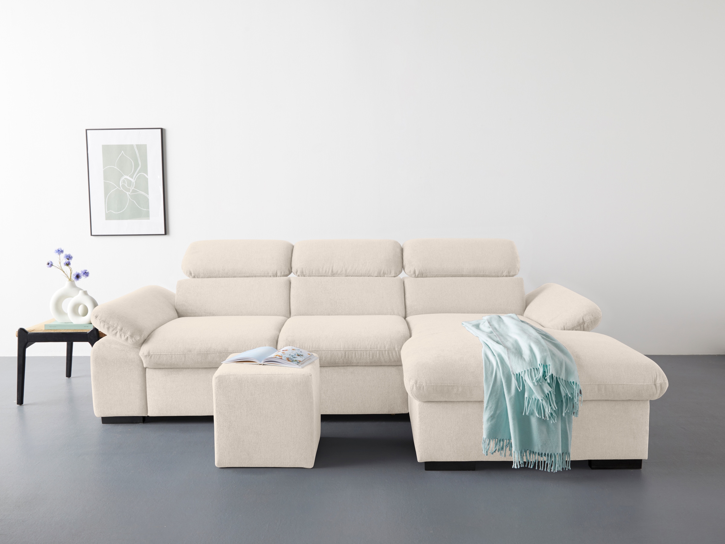 COTTA Ecksofa "Lola L-Form", (Set, mit Hocker), mit Hocker & Kopfteilfunkti günstig online kaufen