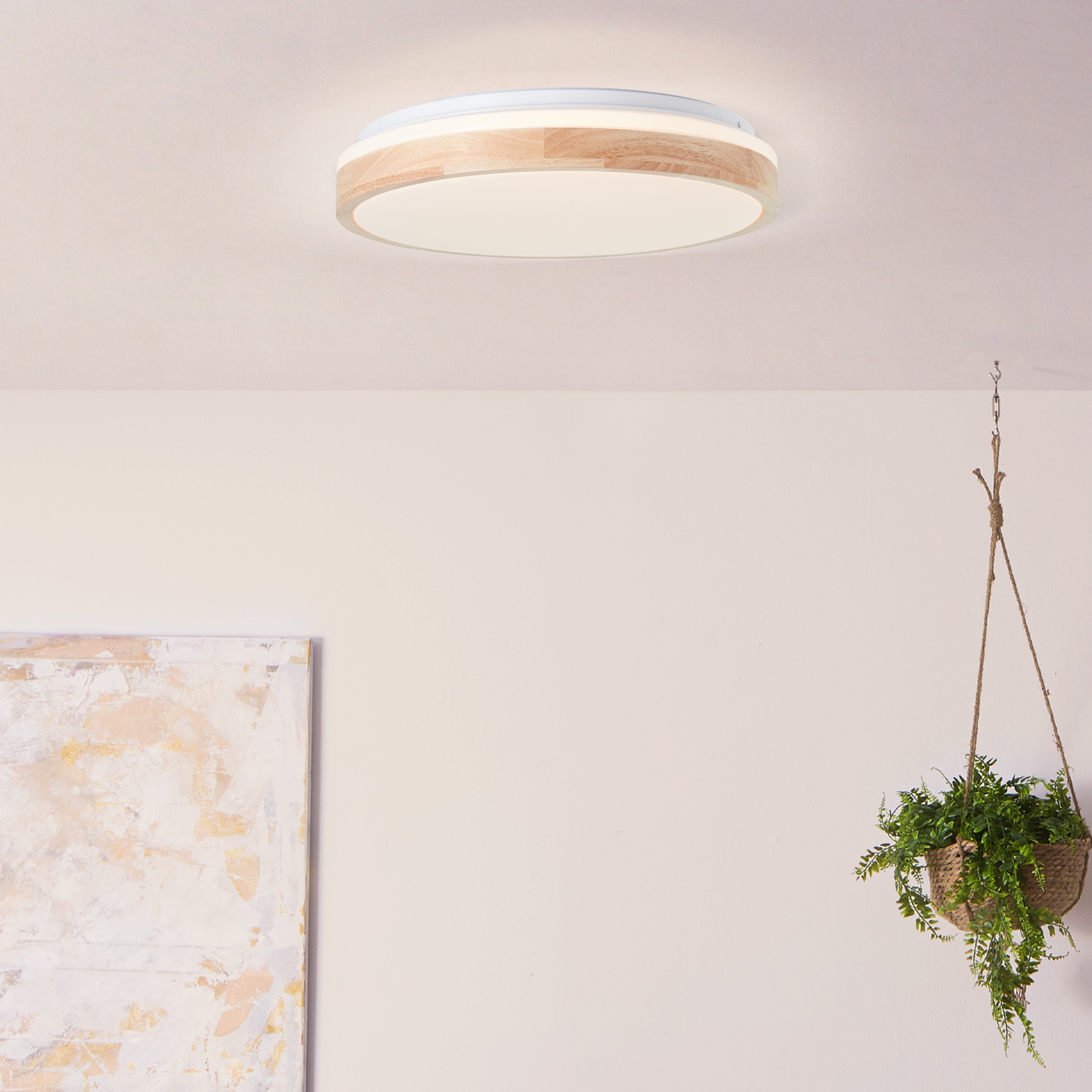 Brilliant LED Deckenleuchte »Brodsky«, 2500 lm, Ø 39 cm, Metall/Holz, holz hell/weiß