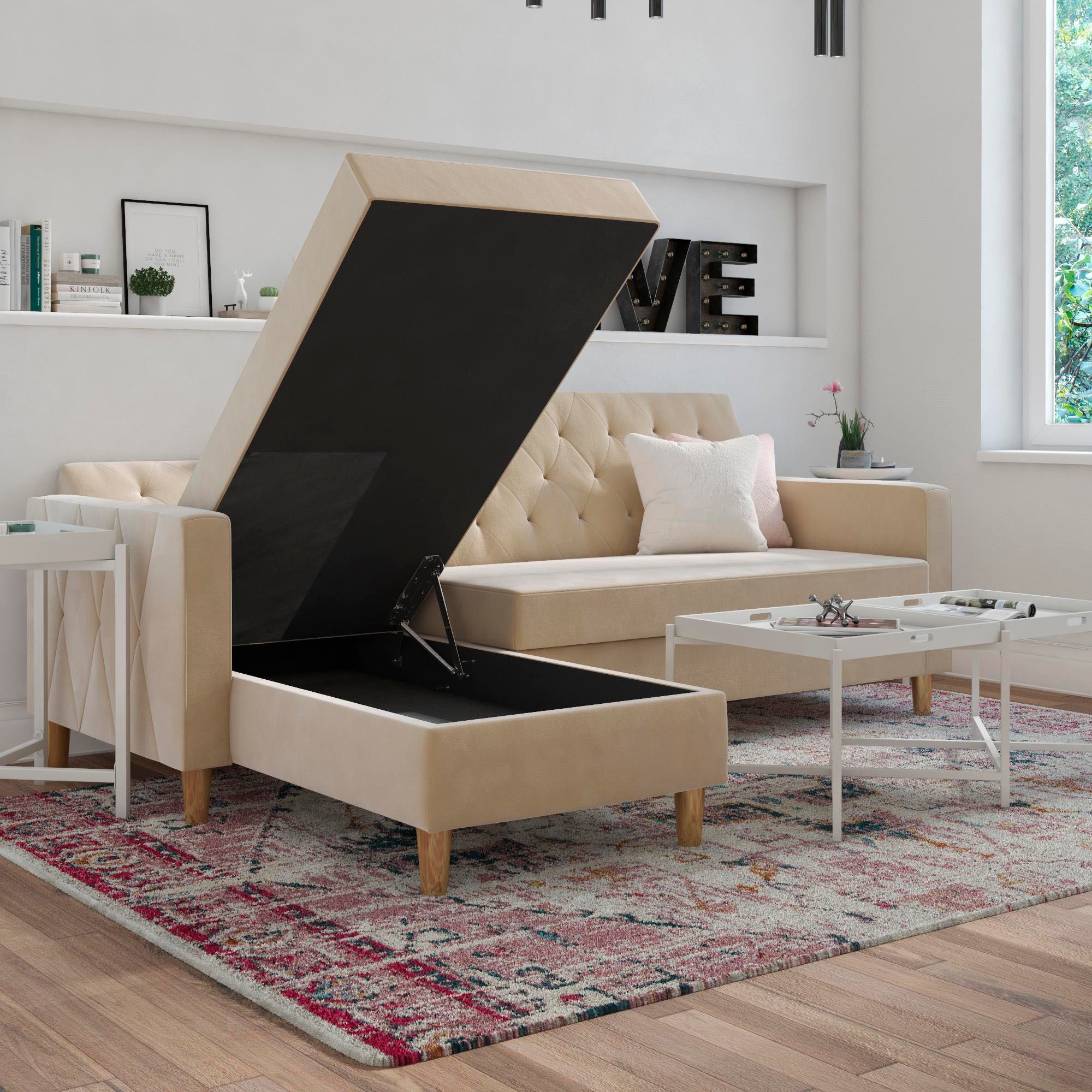 Cosmo Living Ecksofa »Liberty«, mit Schlafffunktion, Recamiere mit Stauraum beidseitig montierbar