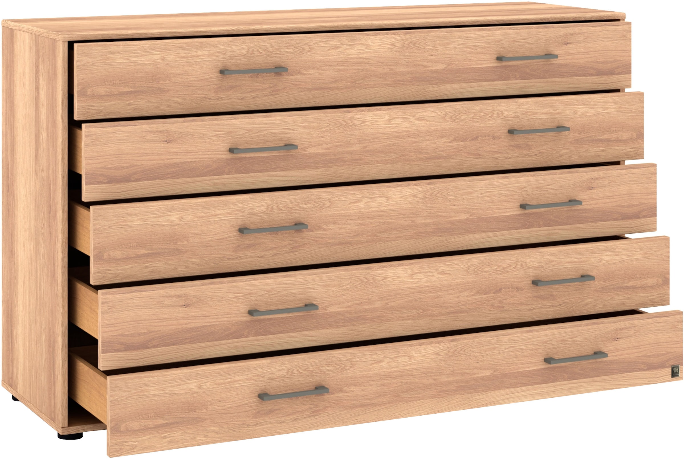 Musterring Schubkastenkommode »Sorrent Sideboard, Wäscheschrank, mit Schubladen, teilmassiv, 141 cm«, (Kommode, mit Selbsteinzug und Dämpfung, MADE IN GERMANY), Schubkästen mit Softabstoppung, Fronten Eiche massiv, Breite 141 cm
