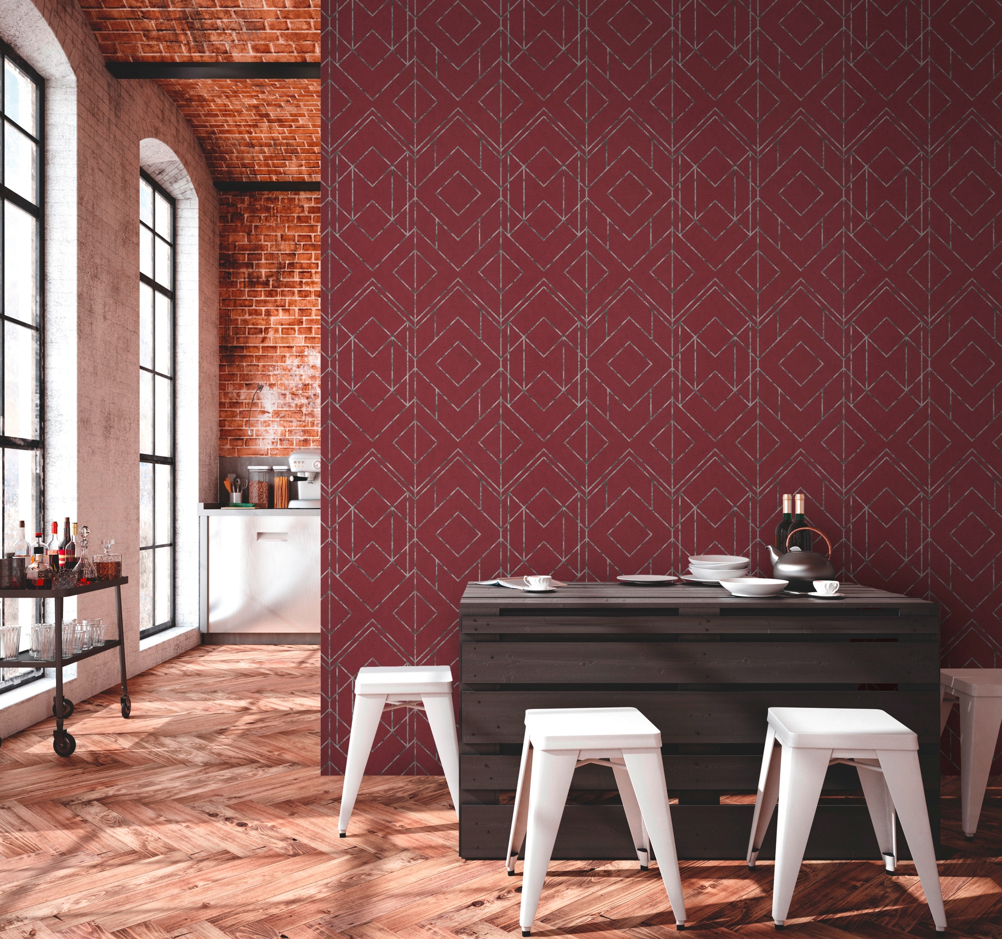 living walls Vliestapete »Metropolitan Stories, Ava New York«, geometrisch-grafisch-Motiv, Orientalische Tapete Geometrisch Tapeten Wohnzimmer Schlafzimmer Flur