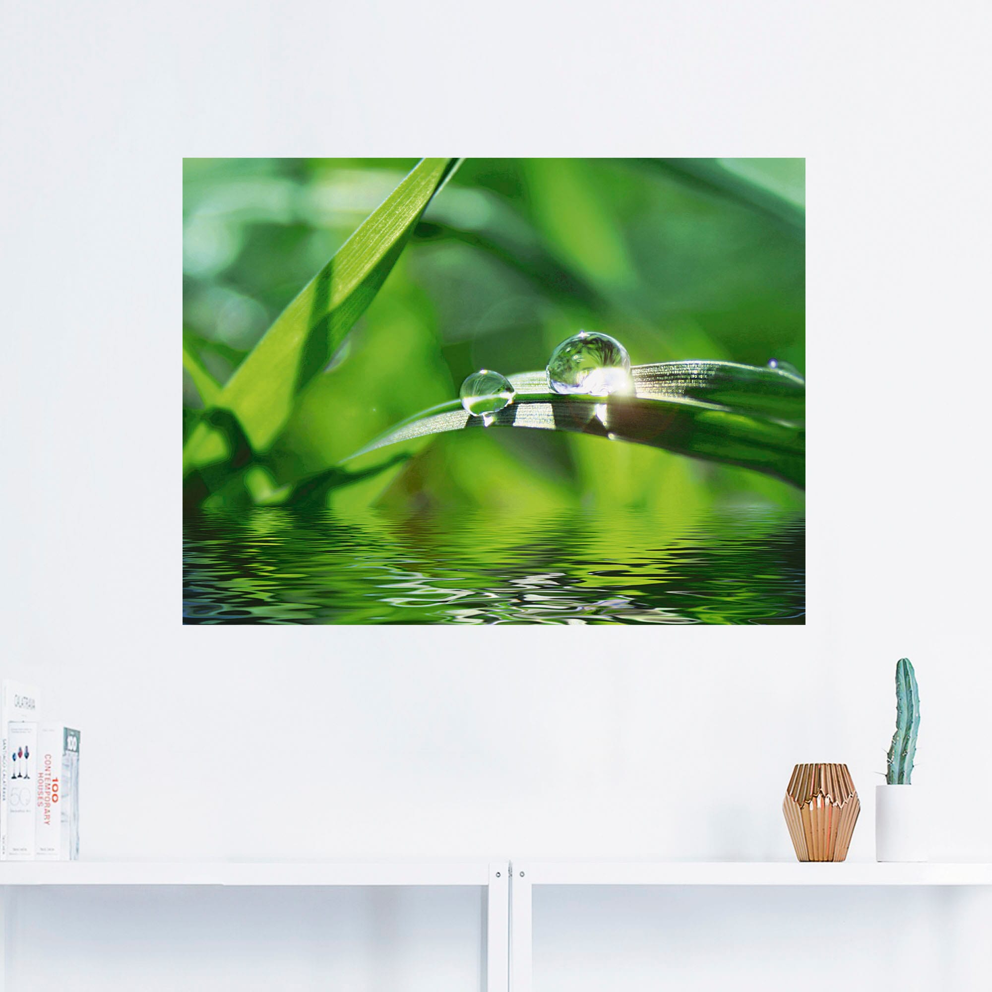Artland Wandbild »Grüner Hintergrund mit Gras«, Gräser, (1 St.), als Leinwandbild, Poster, Wandaufkleber in verschied. Größen