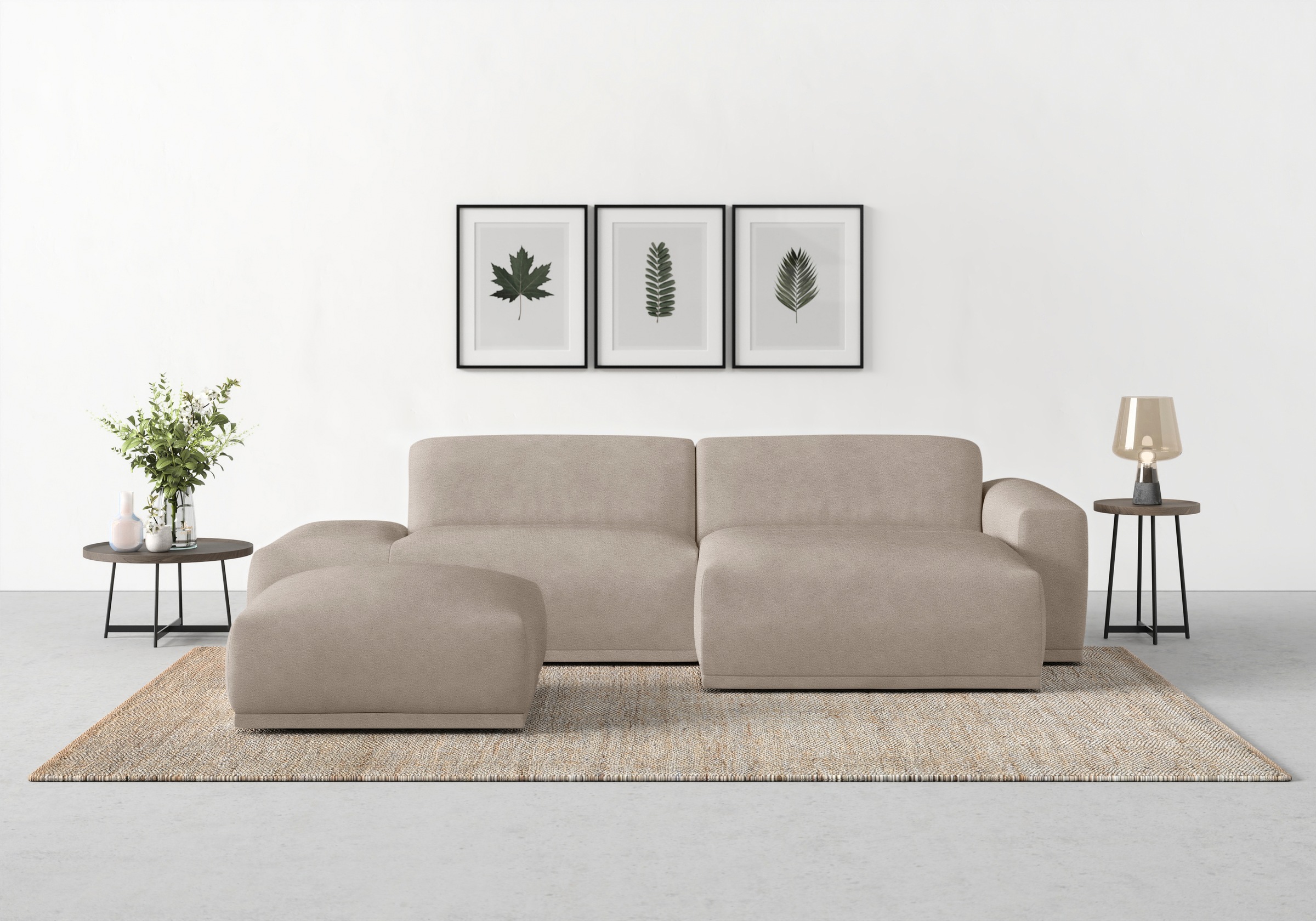 TRENDMANUFAKTUR Hocker »Braga, mit hochwertigem Kaltschaum, quadratisch, in Cord erhältlich«, (1 St.), moderner Polsterhocker, 85/42/85 cm (B/H/T)