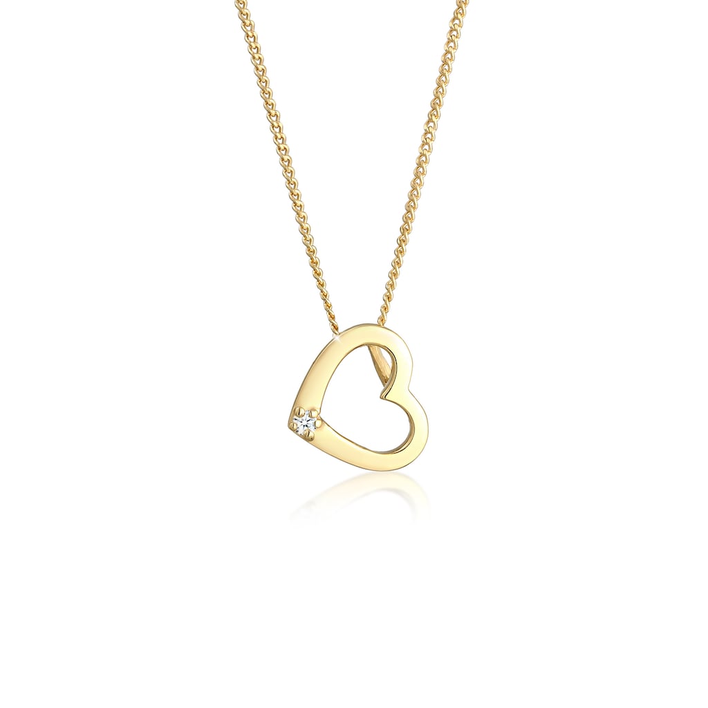 Elli DIAMONDS Collierkettchen »Herz Liebe Diamant (0.015 ct.) Love 585 Gelbgold«