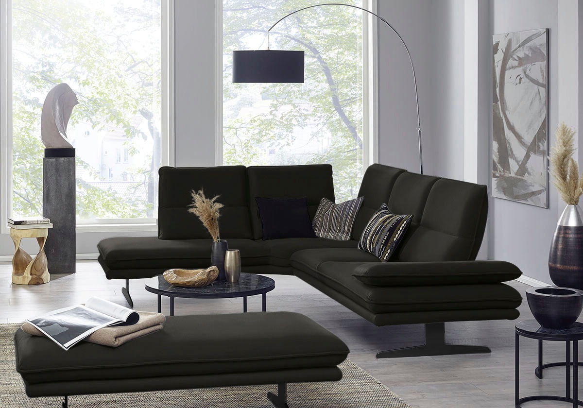 W.SCHILLIG Ecksofa »broadway, Designsofa, toller Sitzkomfort, zeitlos, elegant, L-Form«, Sitztiefenverstellung, Kopfteil- & Seitenteilverstellung, Breite 284cm