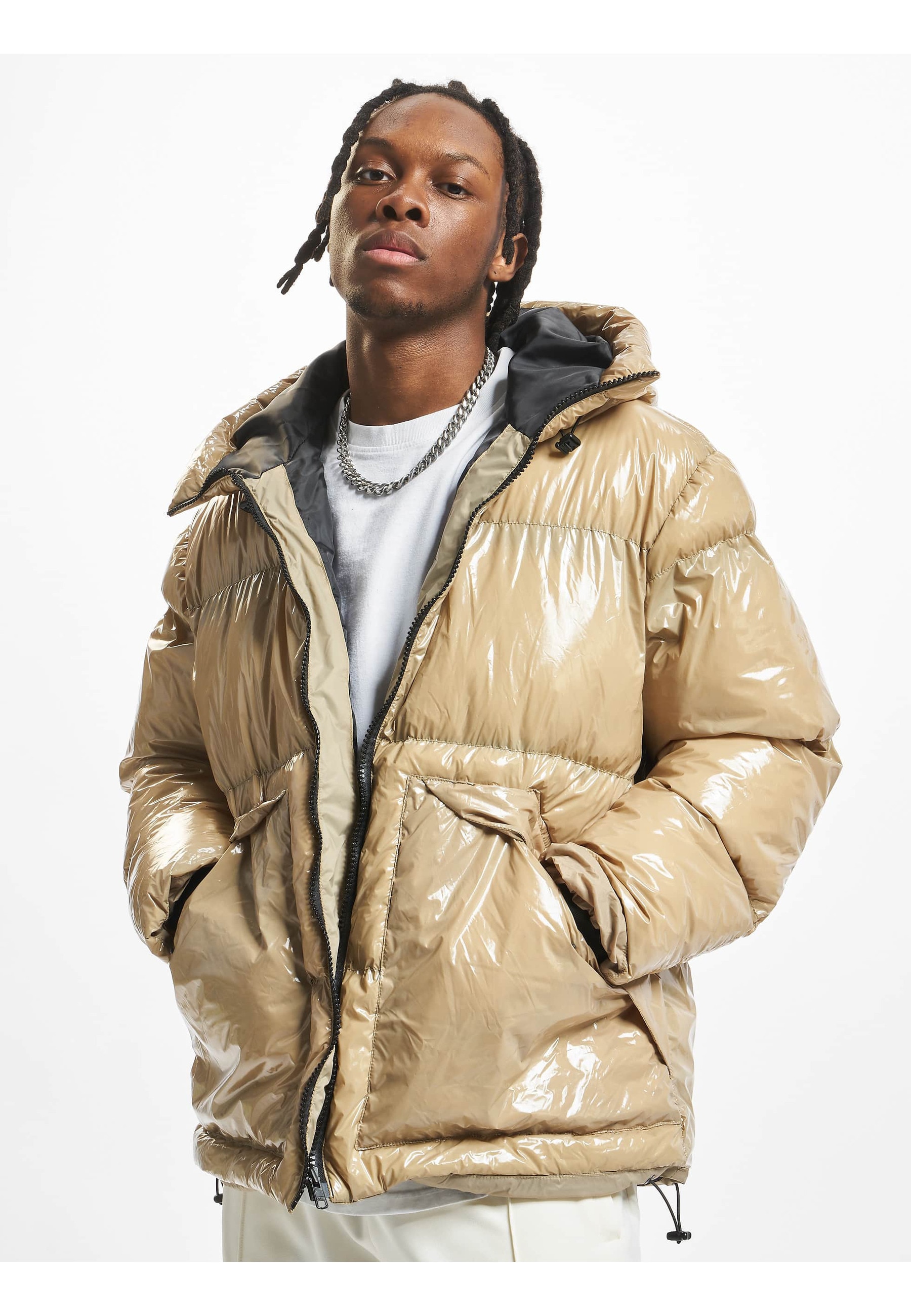 DEF Winterjacke »DEF Herren DEF Shiny Pufferjacket« 1 Stk. tlg. mit Kapuze