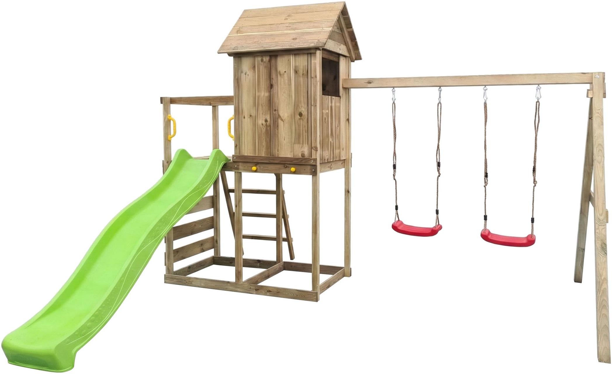 FUNGOO Spielturm »MaxPlay 5« mit Spielhaus, Rutsche, Doppelschaukel, Kletterwand