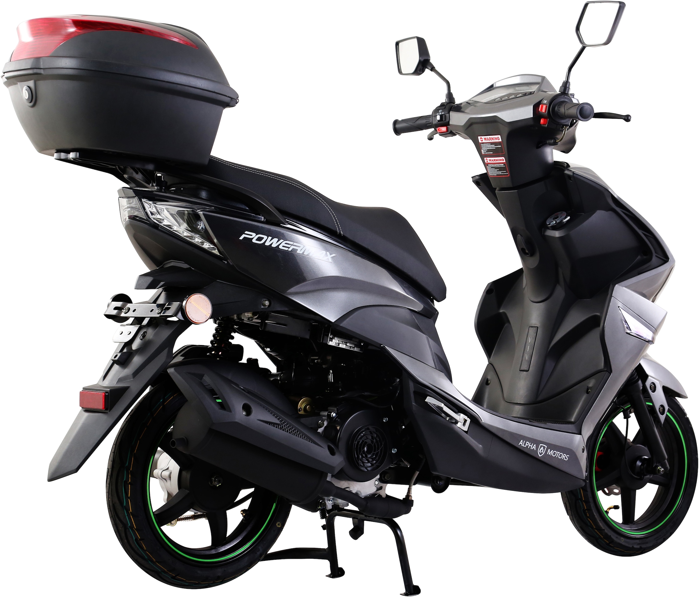 Alpha Motors Motorroller »Powermax 50 ccm 25 kmh EURO 5 dunkelgrau (mit/ohne Topcase)«, 50 cm³, 25 km/h, Euro 5, 2,6 PS