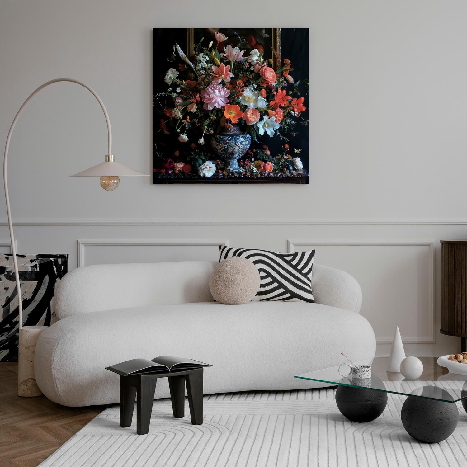 queence Leinwandbild »Blumenstrauß«, Blumen-Blumenbilder-Gemälde-Kunst-Pflanzen-Pflanzenbilder-Romantisch-Stillleben-Vasen-Vasen & Töpfe, (1 St.), Premium-Leinwandstoff, Handarbeit aus Deutschland