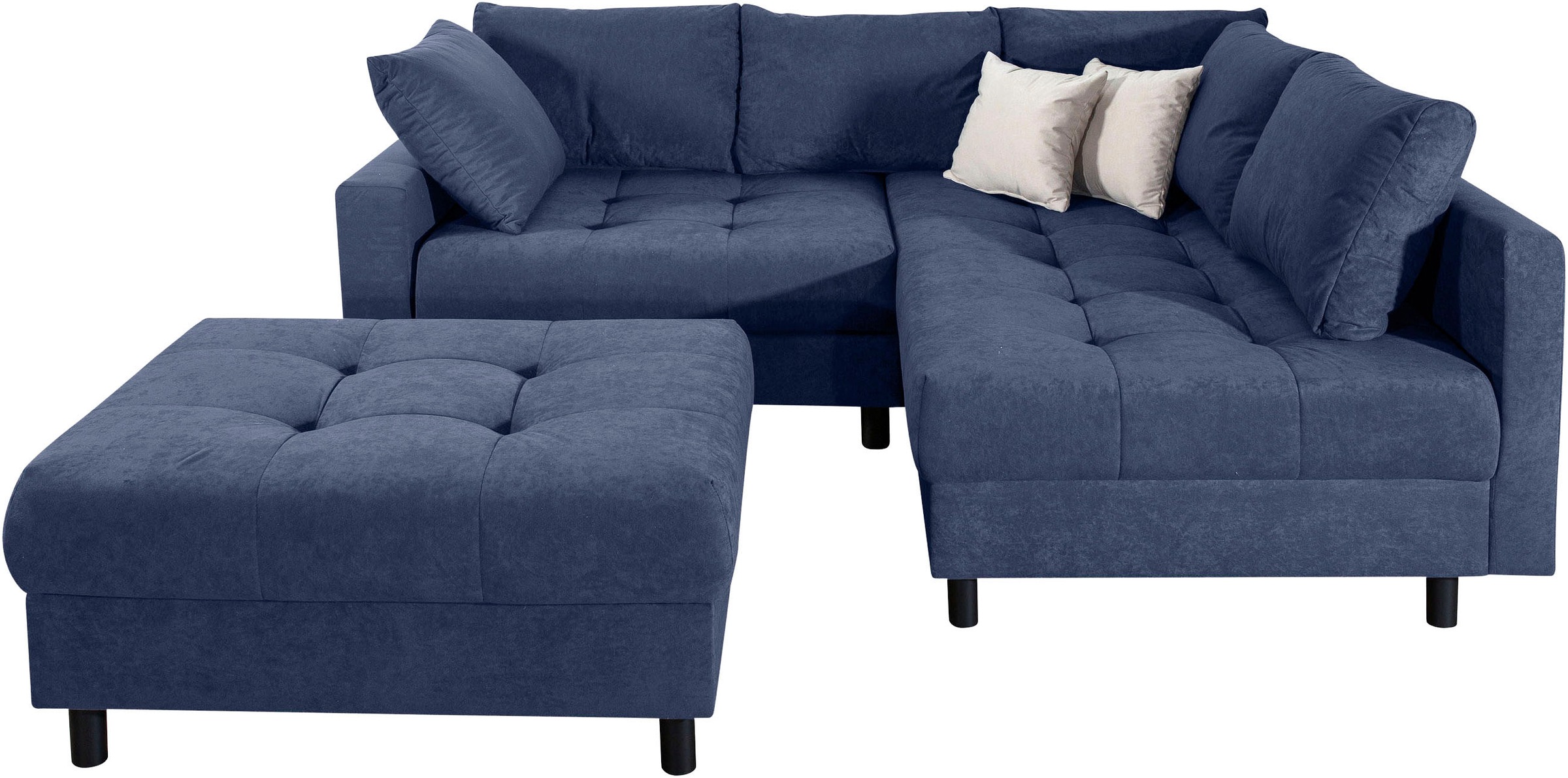 COLLECTION AB Ecksofa »Toni L-Form, B: 215 cm« mit Hocker & 2 Zierkissen, F günstig online kaufen