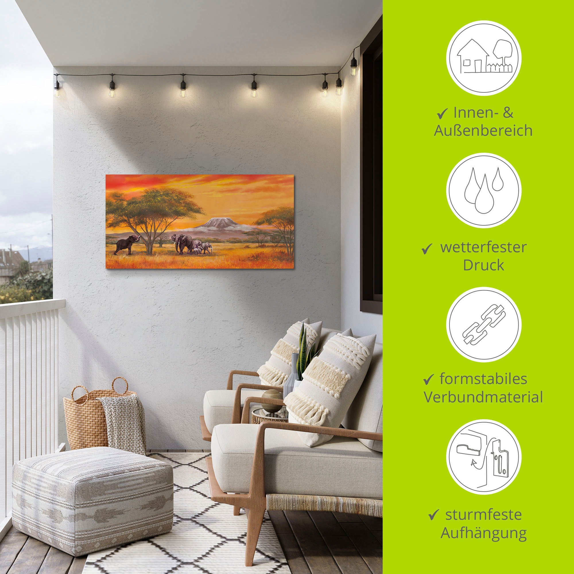 Artland Wandbild »Elefanten«, Elefanten Bilder, (1 St.), als Alubild, Outdoorbild, Leinwandbild, Poster, Wandaufkleber