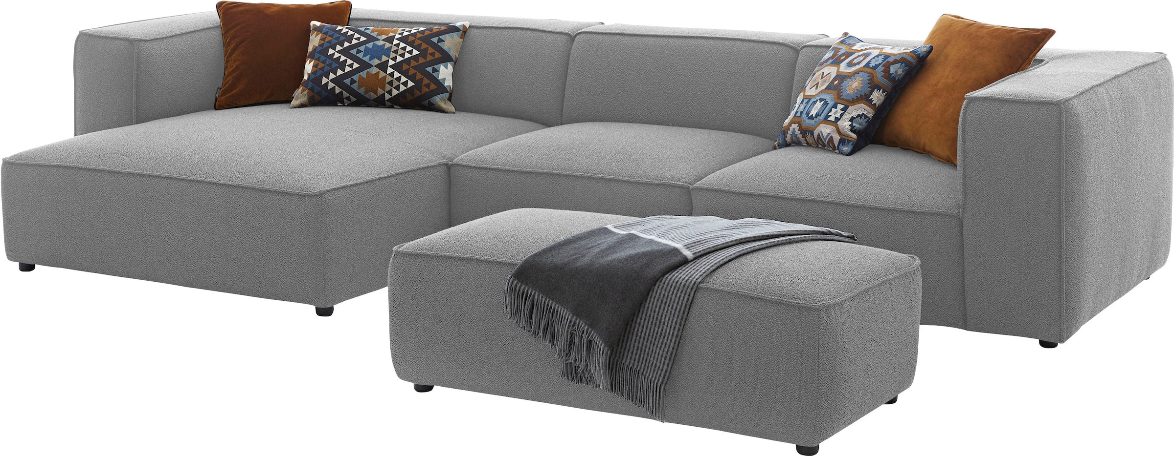 W.SCHILLIG Ecksofa »around-the-block Mega Sofa, viel Platz und hoher Sitzkomfort, L-Form« mit eleganter Biese, mit Federkern, Breite 341 cm
