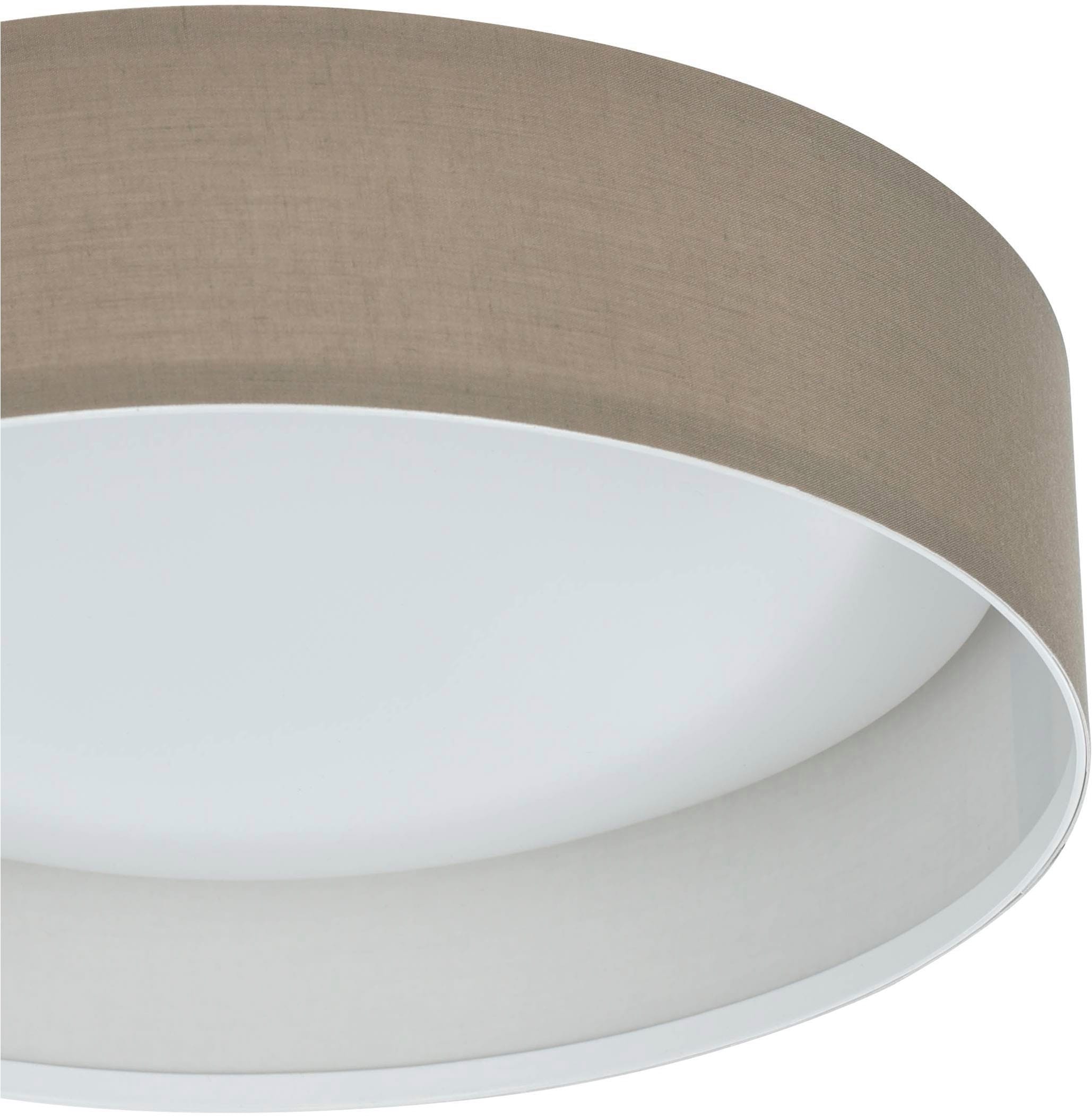 EGLO Deckenleuchte »Pasteri Deckenlampe, Lampe Decke, Esszimmerlampe, Kunststoff und Stoff« LED-Modul 1 Stk. Warmweiß Textil Deckenleuchte, Wohnzimmerlampe, Farbe: Taupe, weiß, Ø: 32 cm
