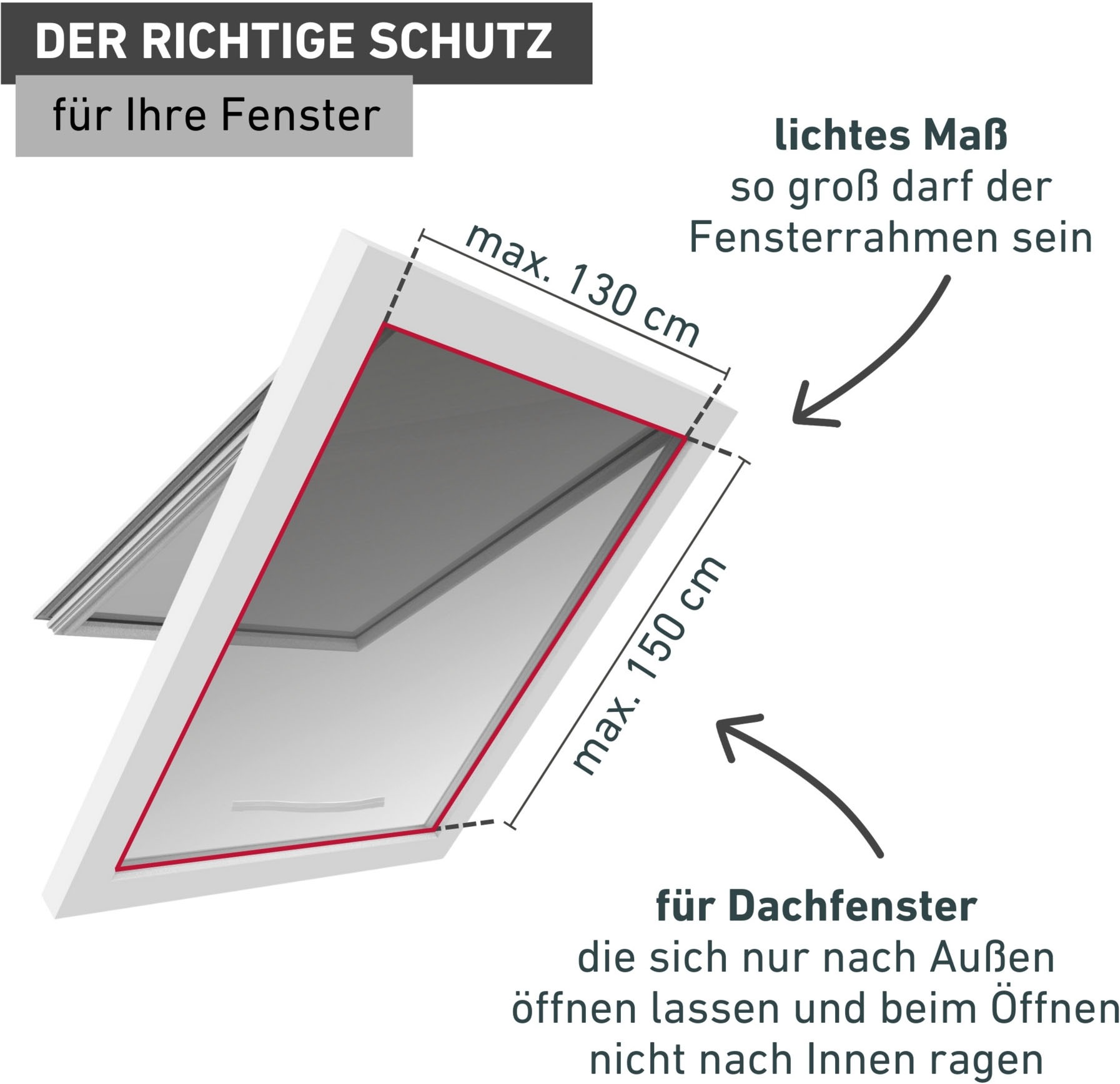 Windhager Moskitonetz »für Dachfenster mit Reißverschluss, Insektenschutz ohne bohren« 1 Stk. tlg. Insektenschutzgitter 130 x 150 cm, erhältlich in anthrazit oder weiß