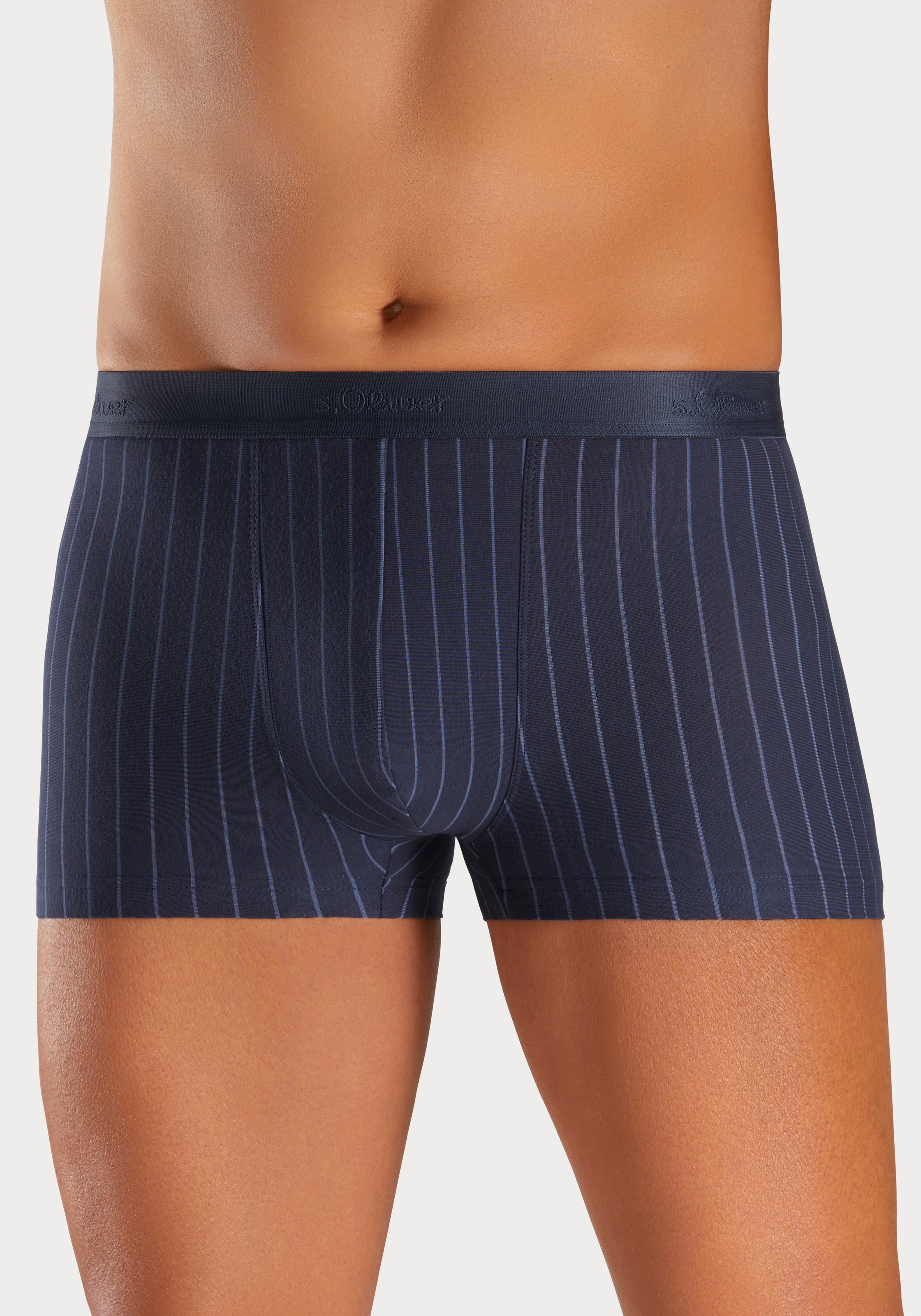 s.Oliver Boxer »Boxershorts für Herren«, (Packung, 3 St.), in Streifen und Uni aus Baumwoll-Mix