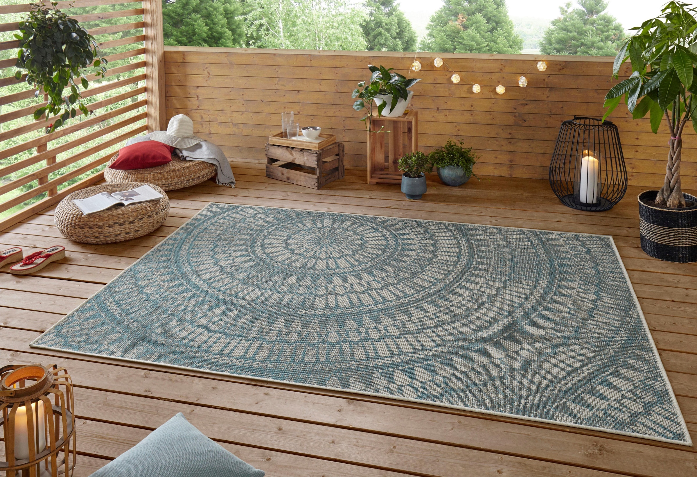 NORTHRUGS Teppich »Arnon«, rechteckig, 4 mm Höhe, In-und Outdoor geeignet, Strapazierfähig und pflegeleicht, Flachgewebe